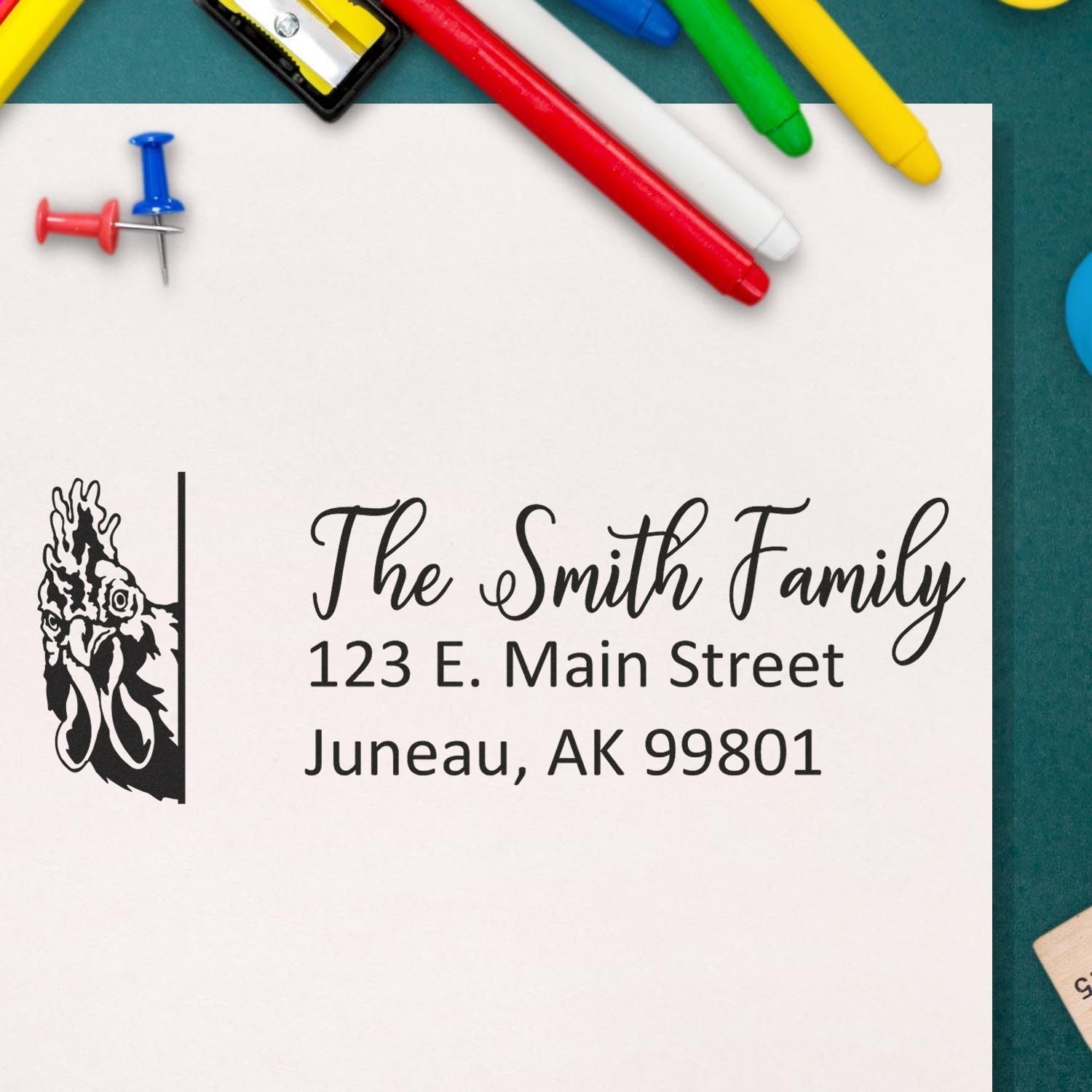 Personalized Rooster Mailing Address Stamp