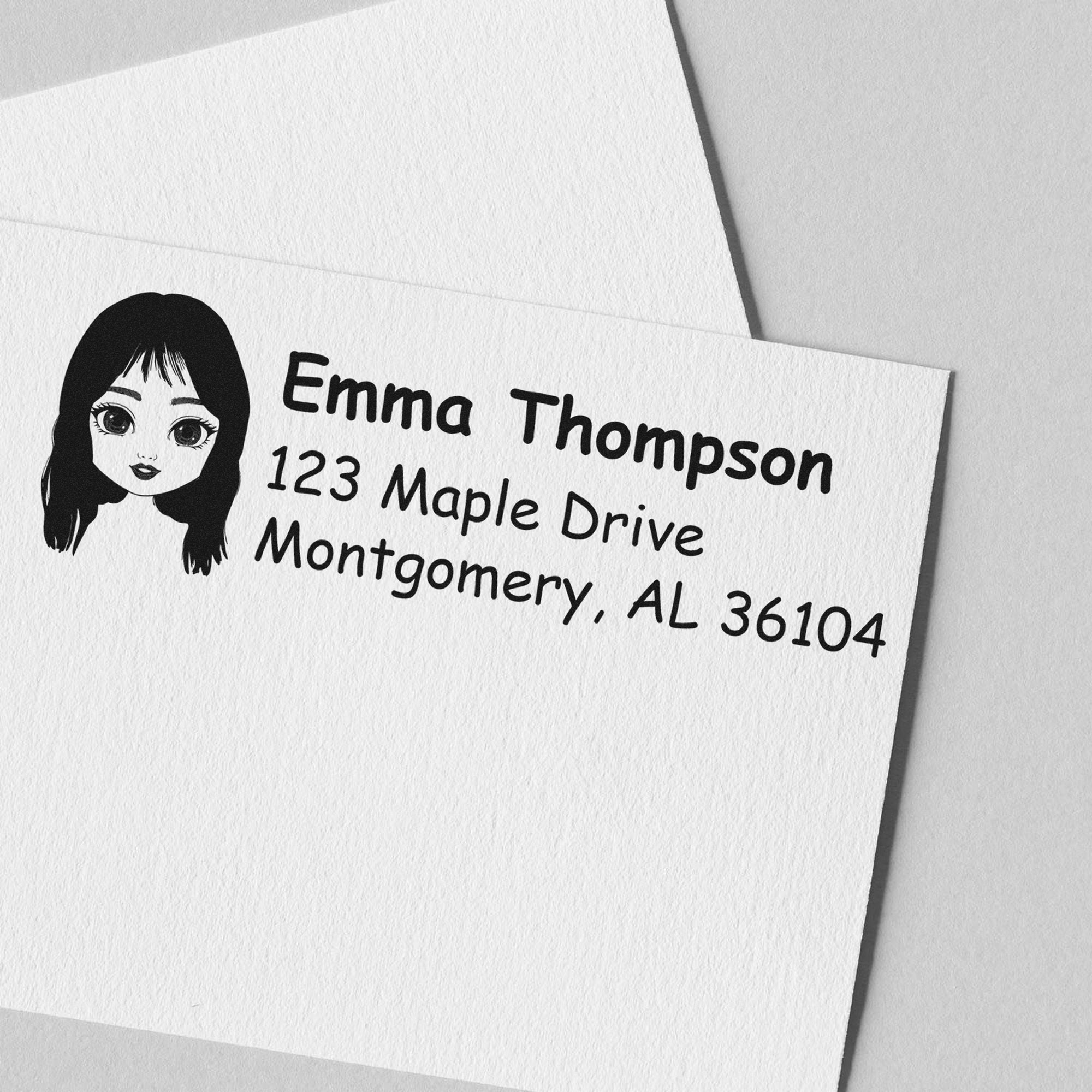 Wood Handle Ms Emma Bitmoji Address Stamp