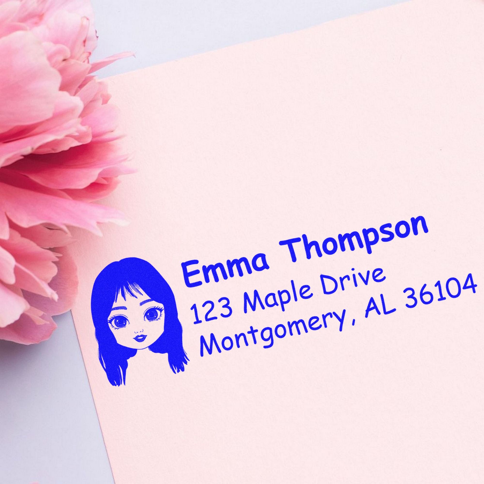 Wood Handle Ms Emma Bitmoji Address Stamp