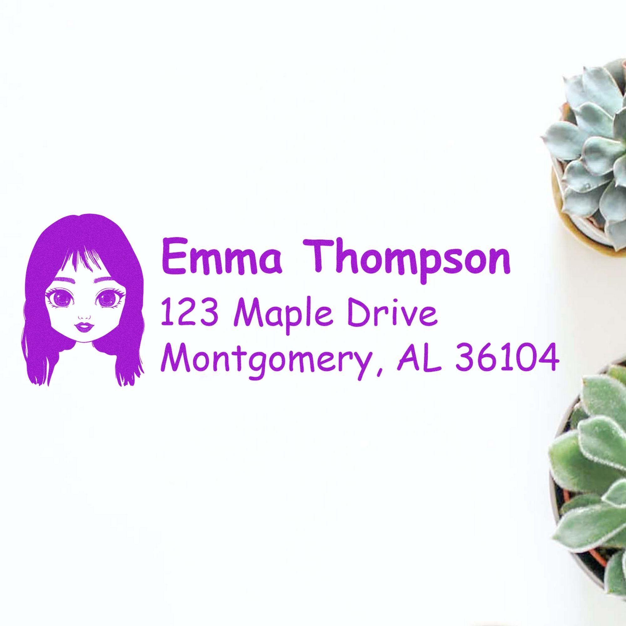 Wood Handle Ms Emma Bitmoji Address Stamp