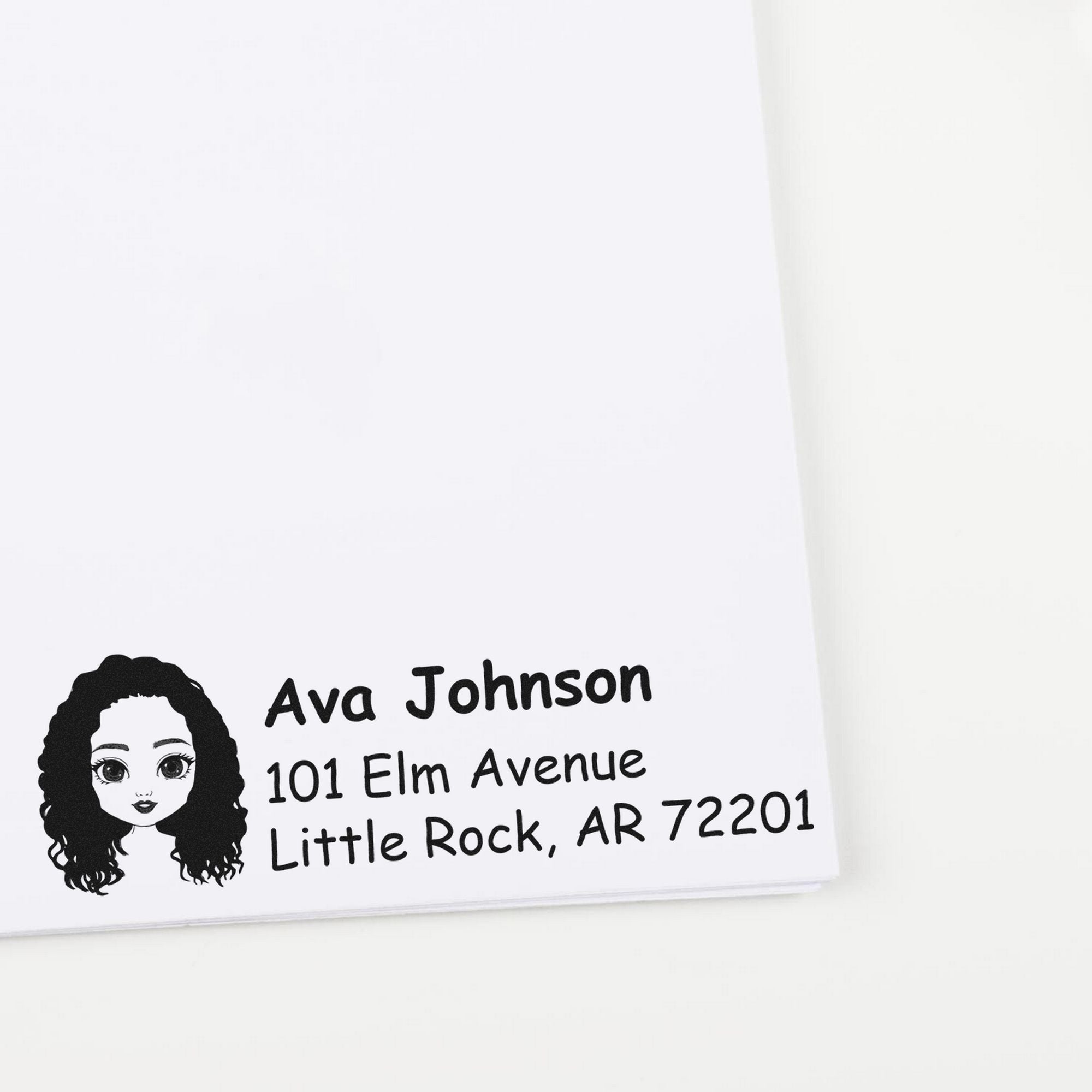 Wood Handle Ms Ava Bitmoji Address Stamp