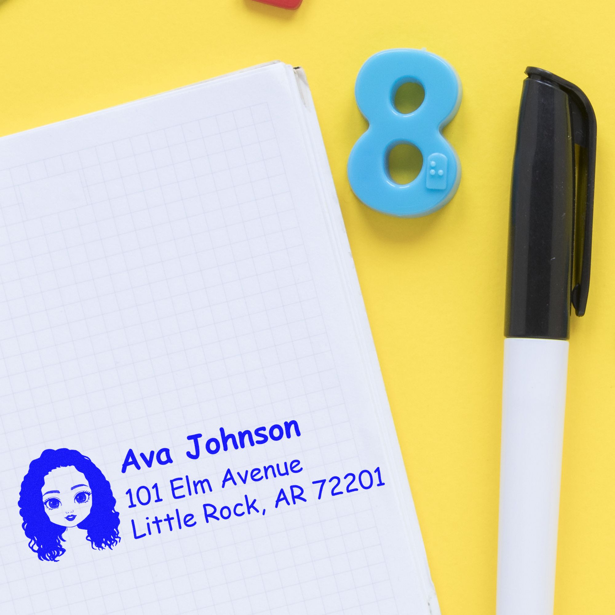 Ms Ava Bitmoji Customized Address Stamp Pre-Inked