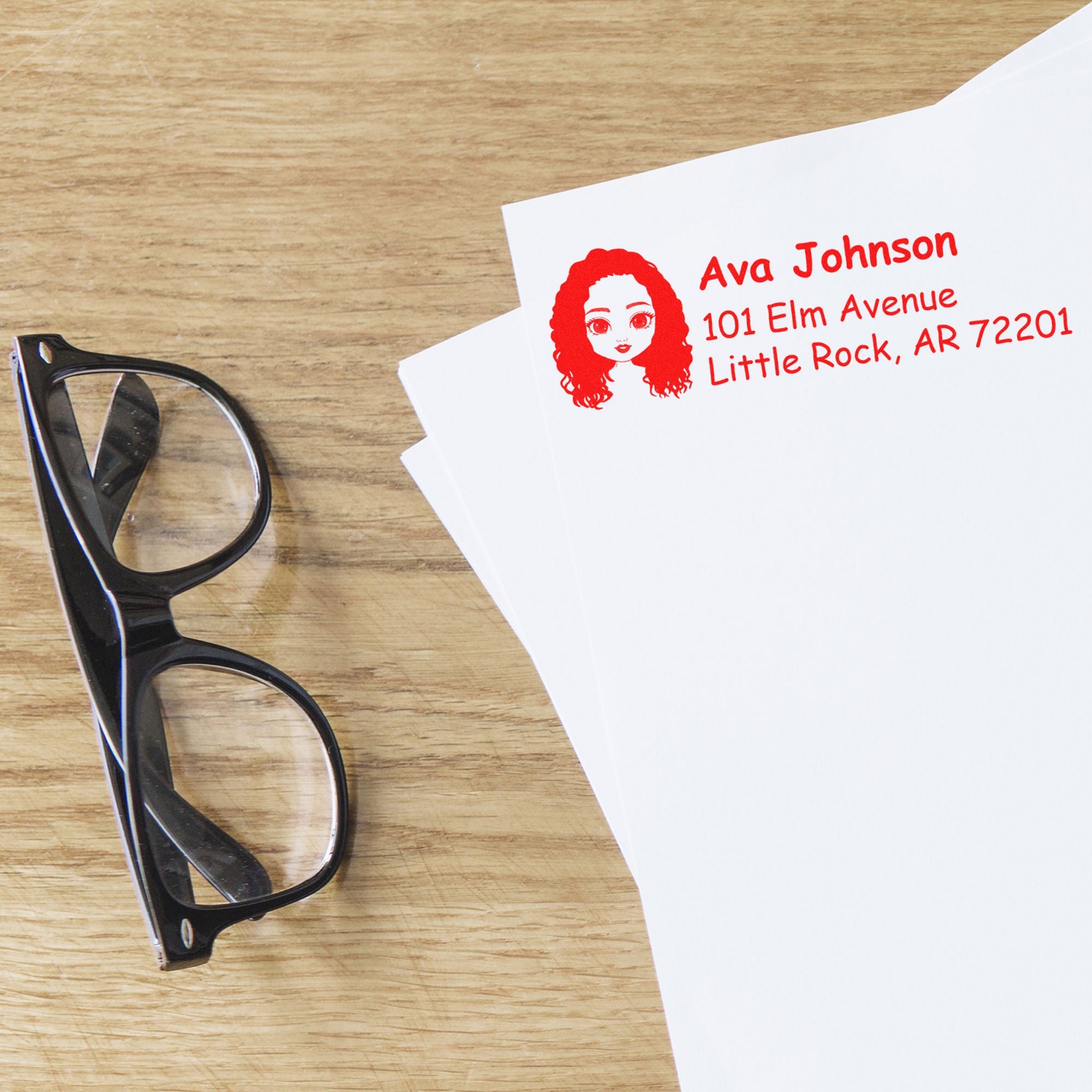 Ms Ava Bitmoji Customized Address Stamp Pre-Inked