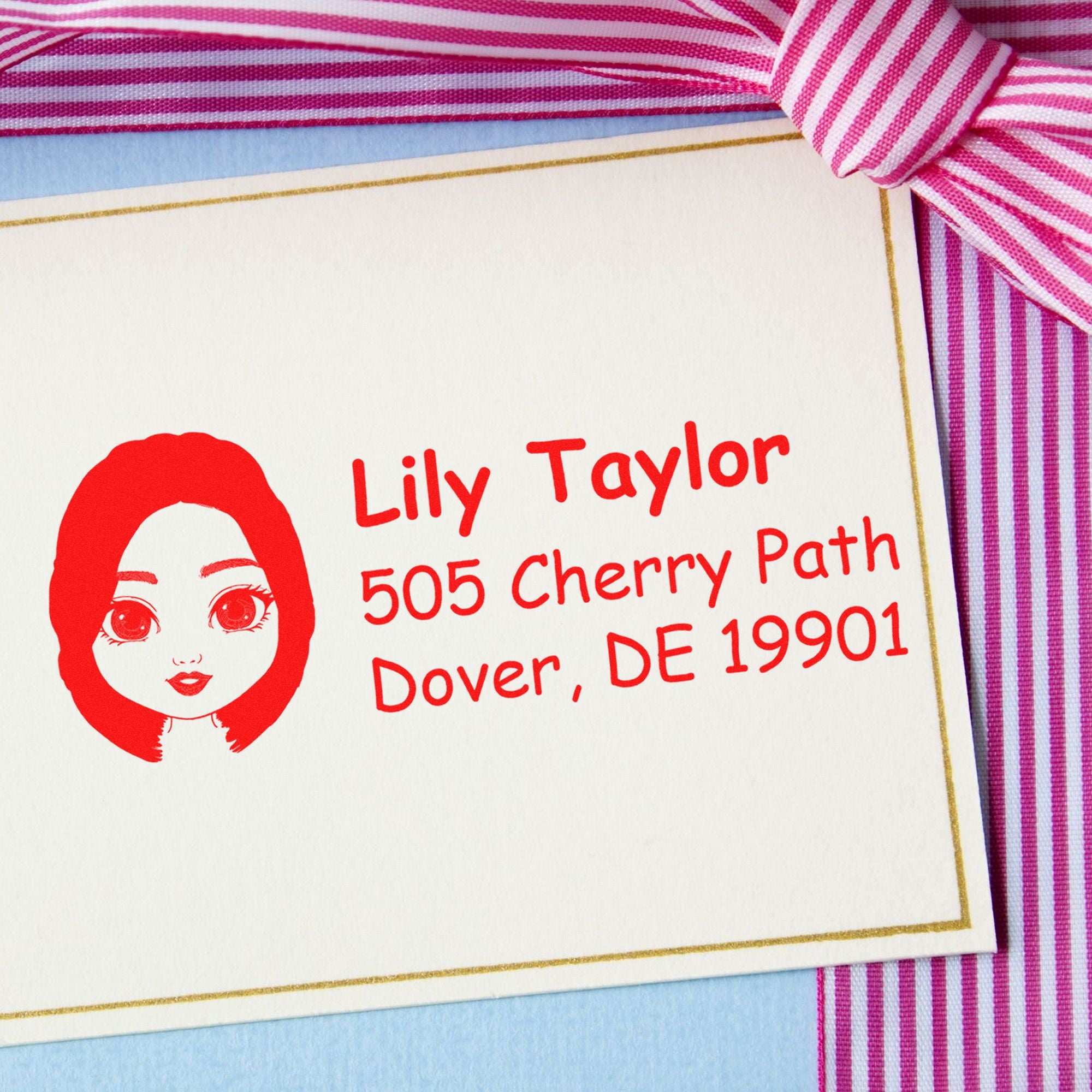 Ms Lily Bitmoji Customized Address Stamp Pre-Inked