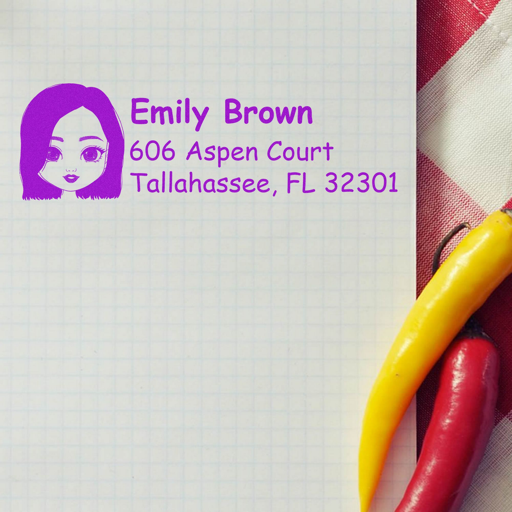 Ms Emily Bitmoji Self-Inking Home Address Stamp