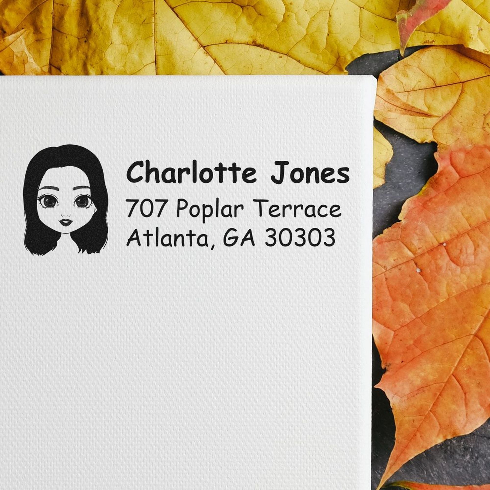 Wood Handle Ms Charlotte Bitmoji Address Stamp