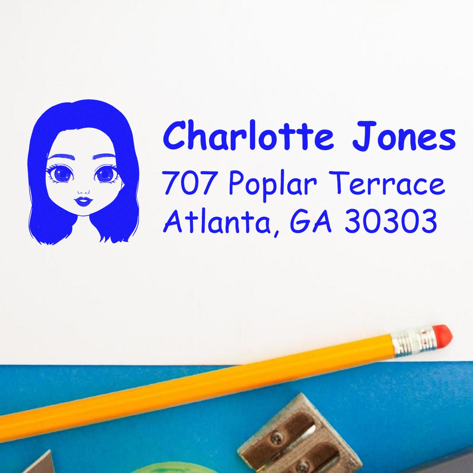 Ms Charlotte Bitmoji Self-Inking Home Address Stamp