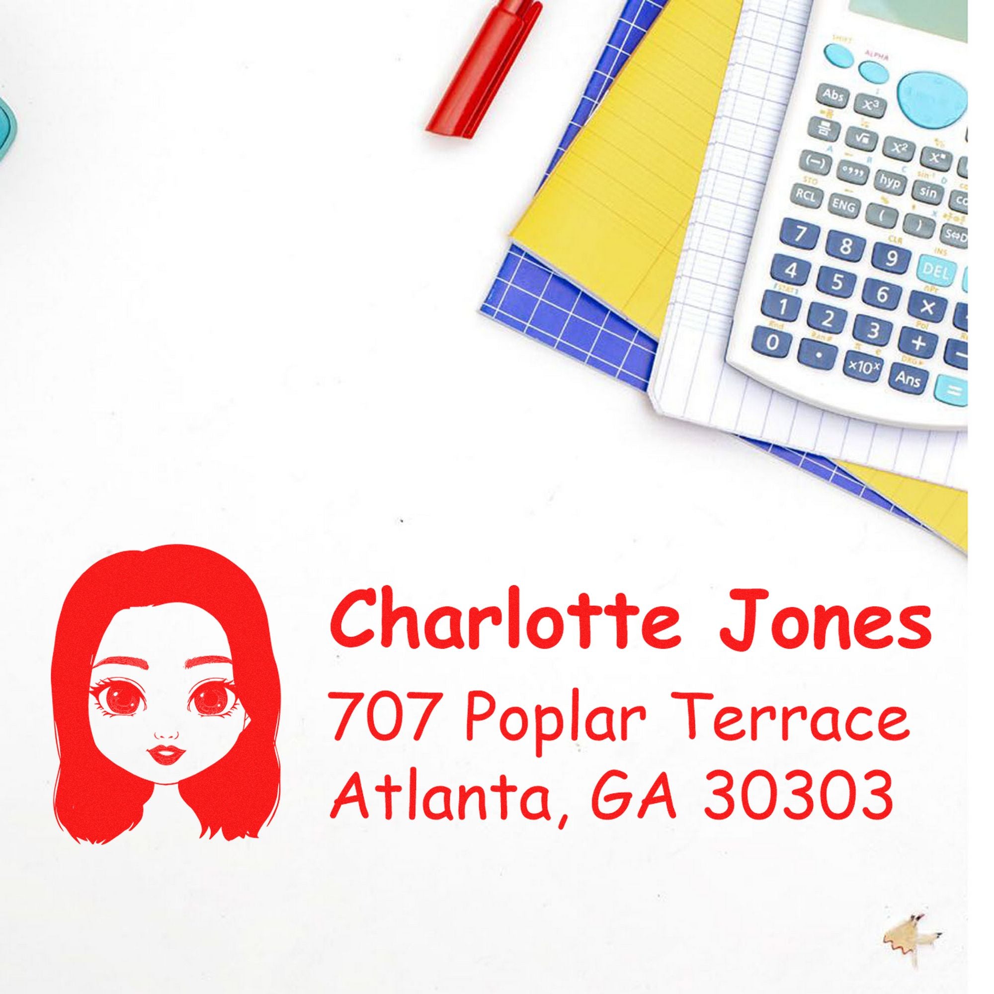 Ms Charlotte Bitmoji Customized Address Stamp Pre-Inked