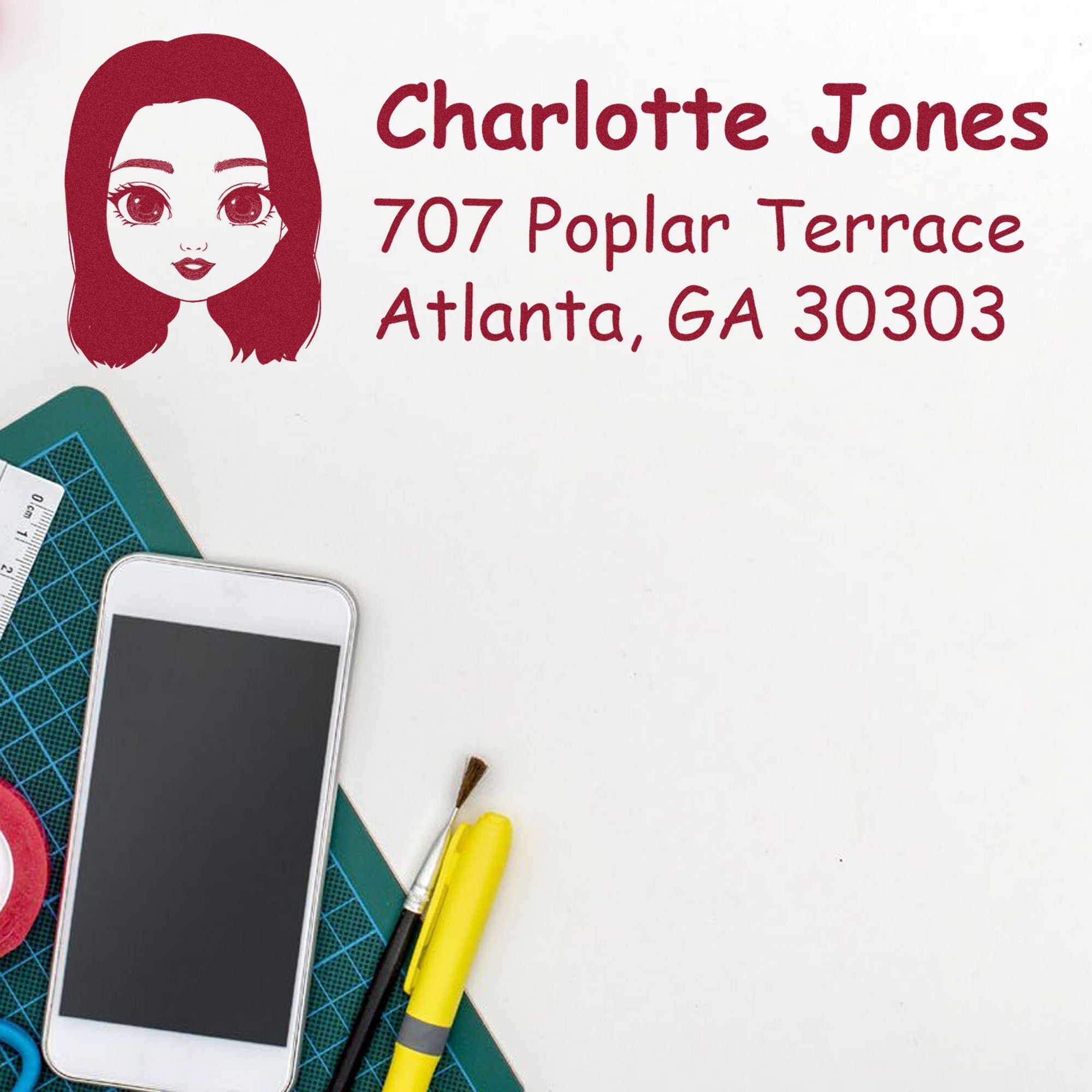 Ms Charlotte Bitmoji Self-Inking Home Address Stamp