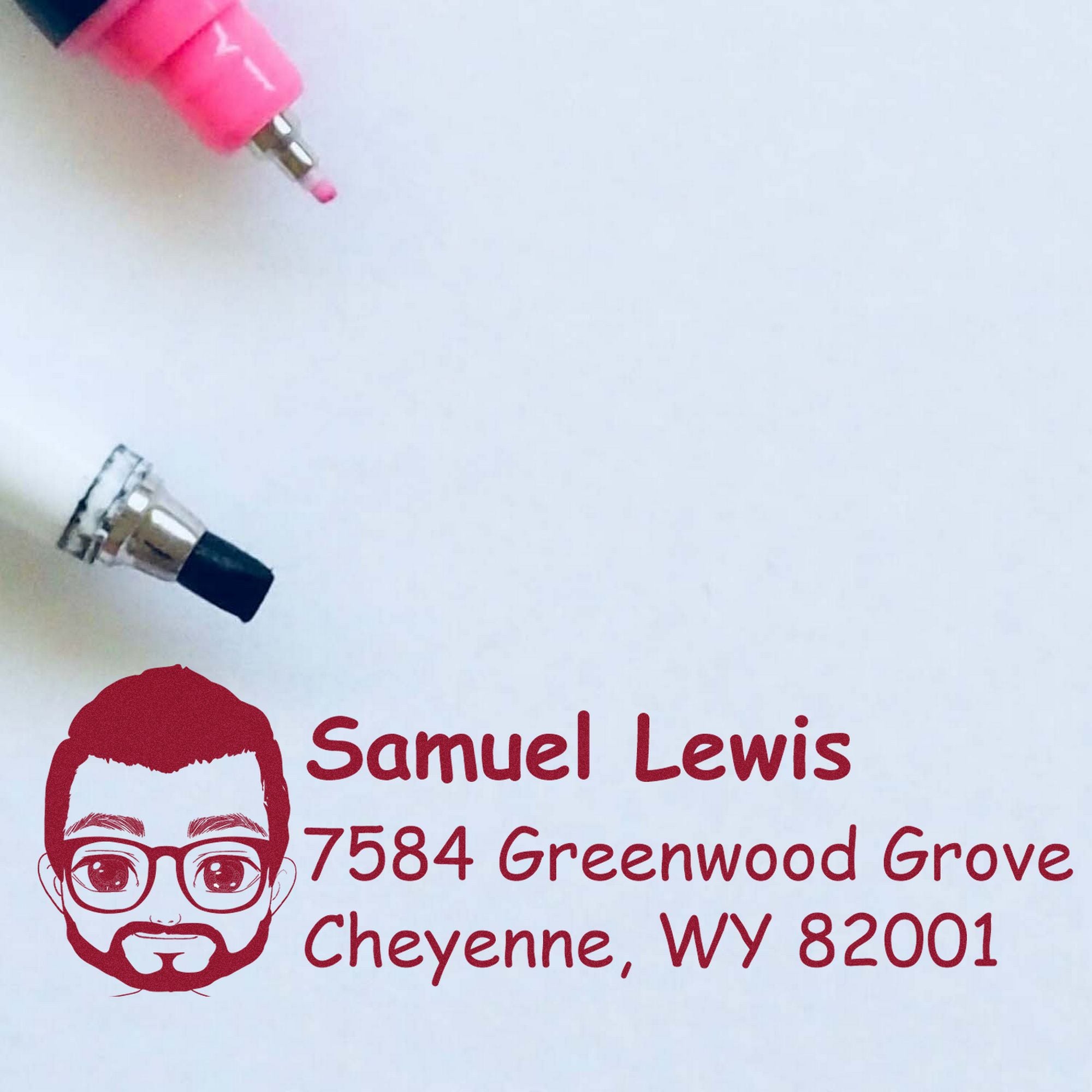 Wood Handle Mr Samuel Bitmoji Address Stamp