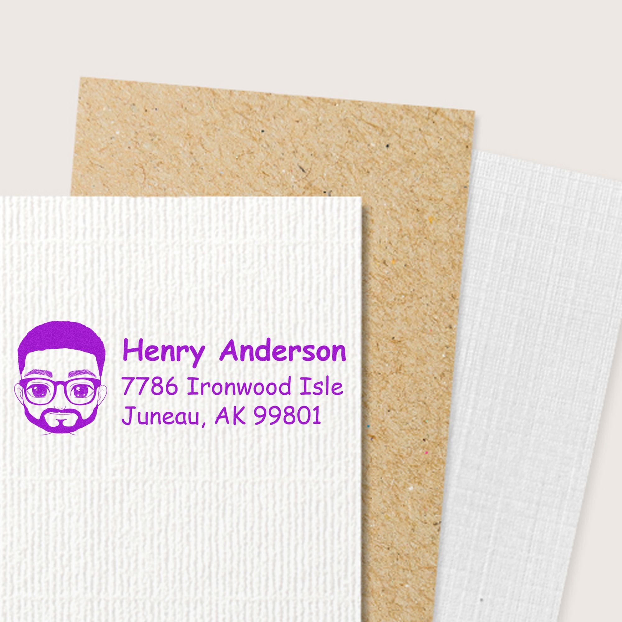 Wood Handle Mr Henry Bitmoji Address Stamp