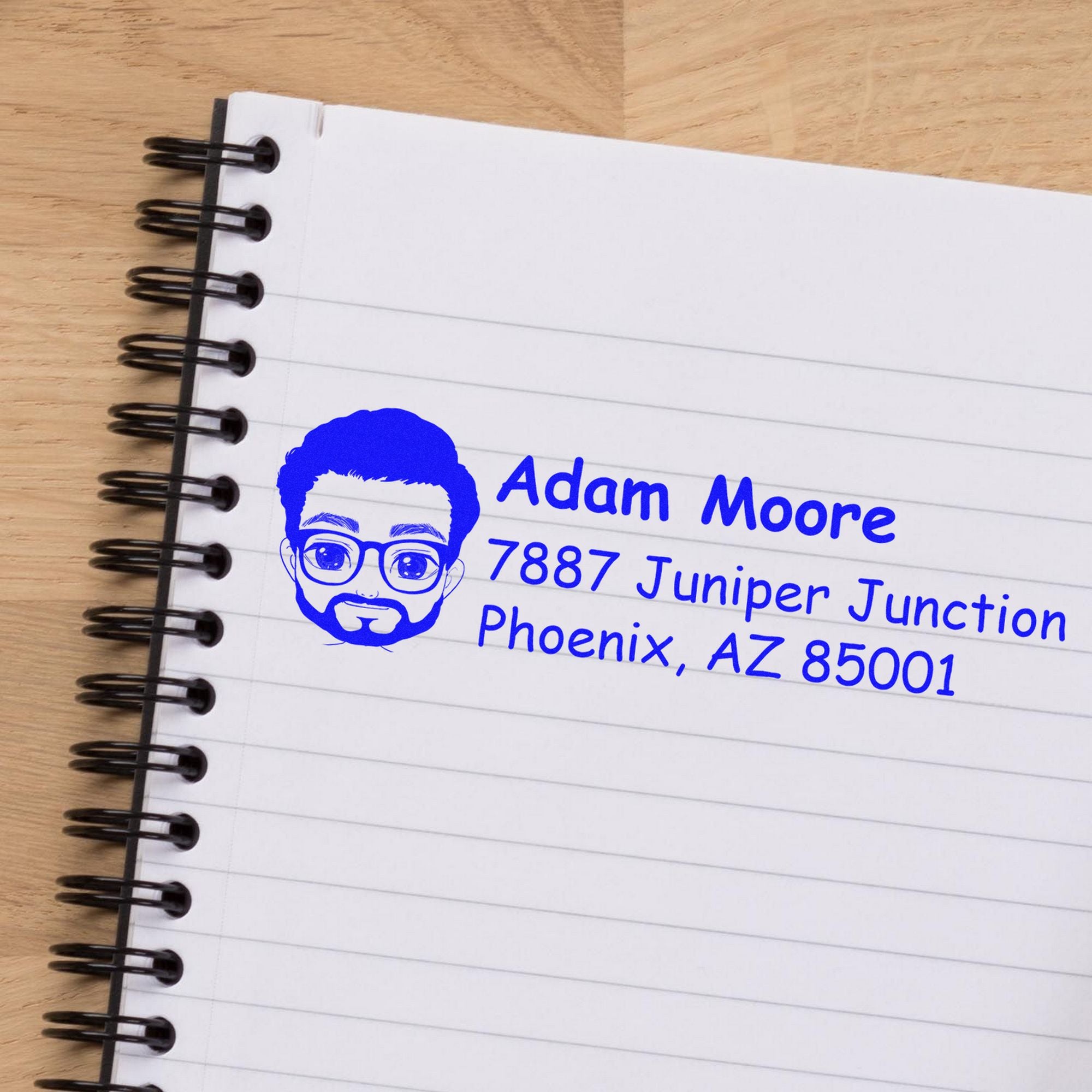 Wood Handle Mr Adam Bitmoji Address Stamp