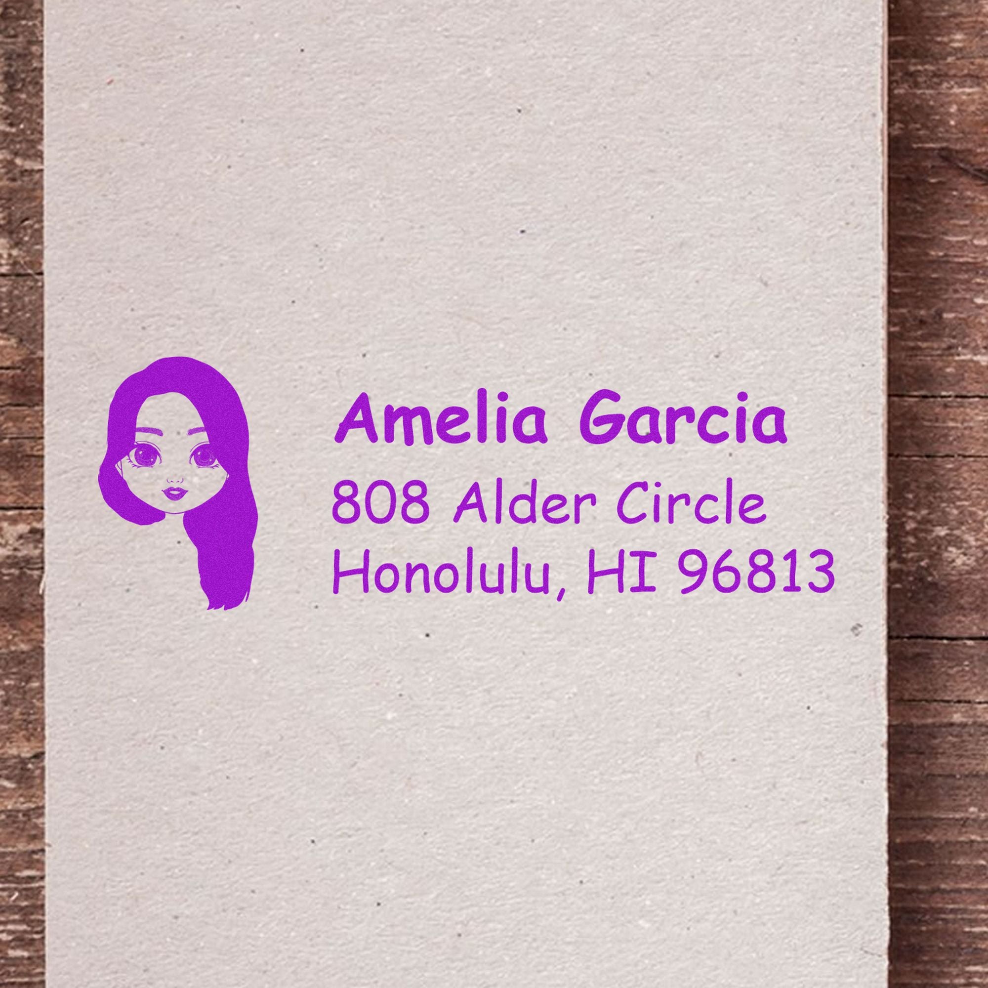 Ms Amelia Bitmoji Self-Inking Home Address Stamp