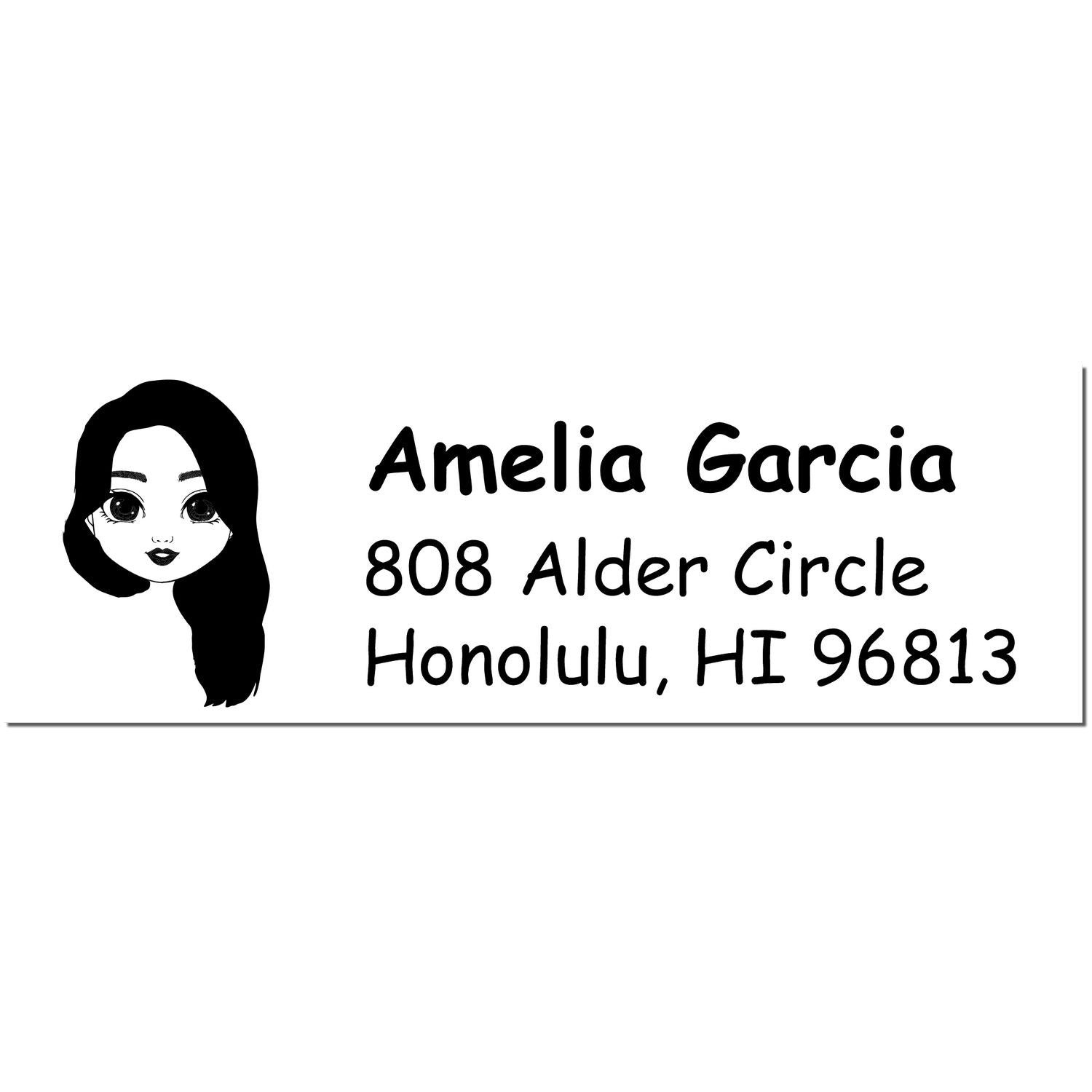 Wood Handle Ms Amelia Bitmoji Address Stamp