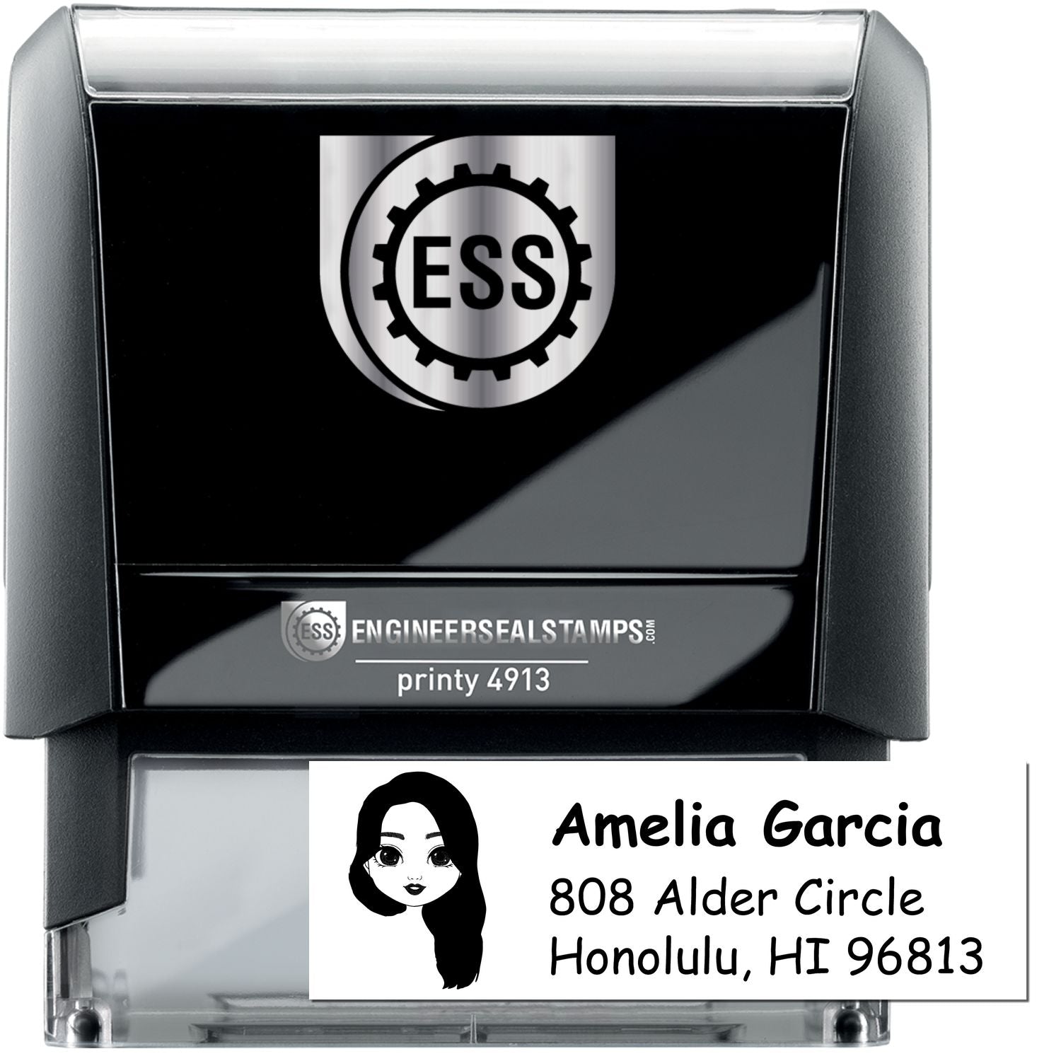 Ms Amelia Bitmoji Self-Inking Home Address Stamp