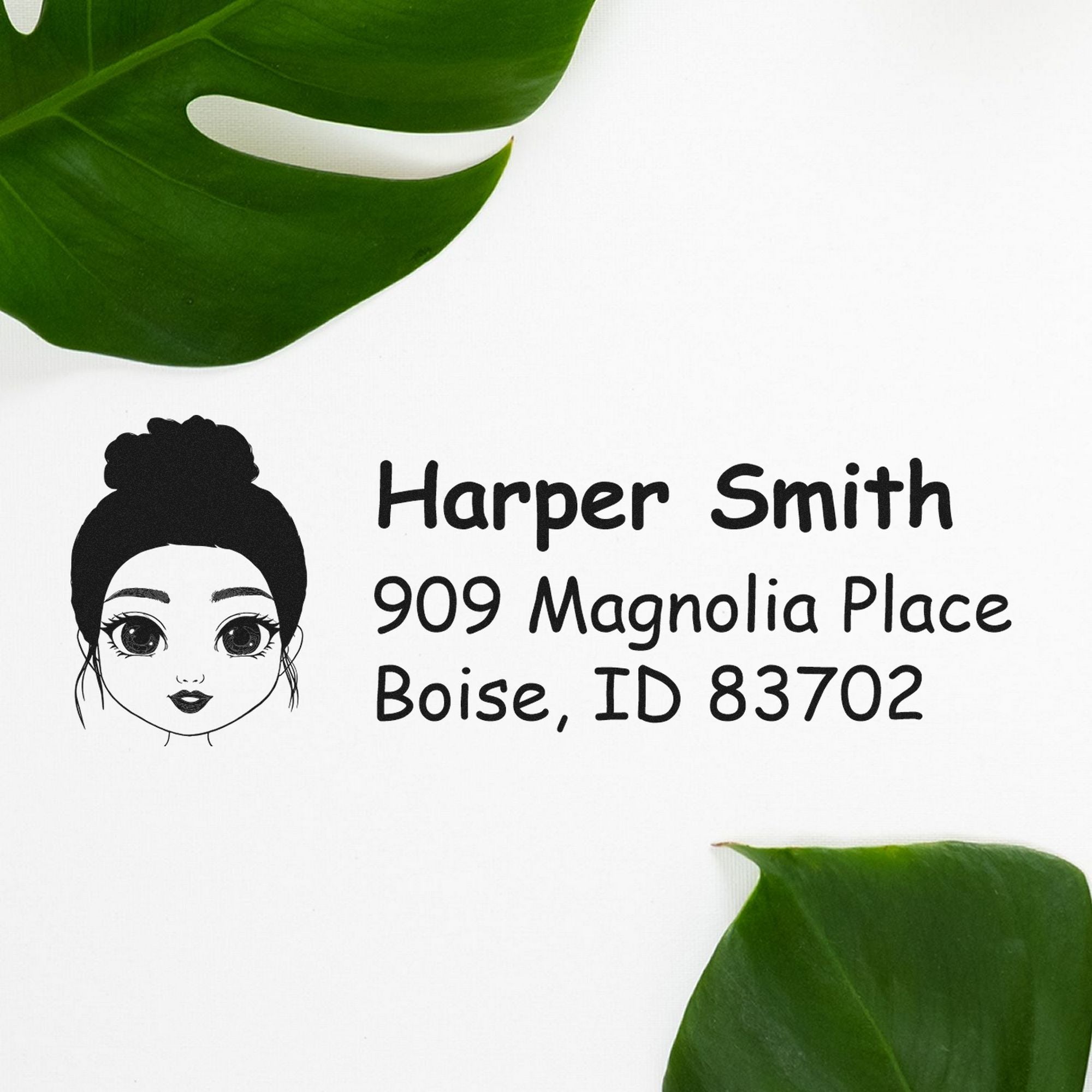 Wood Handle Ms Harper Bitmoji Address Stamp