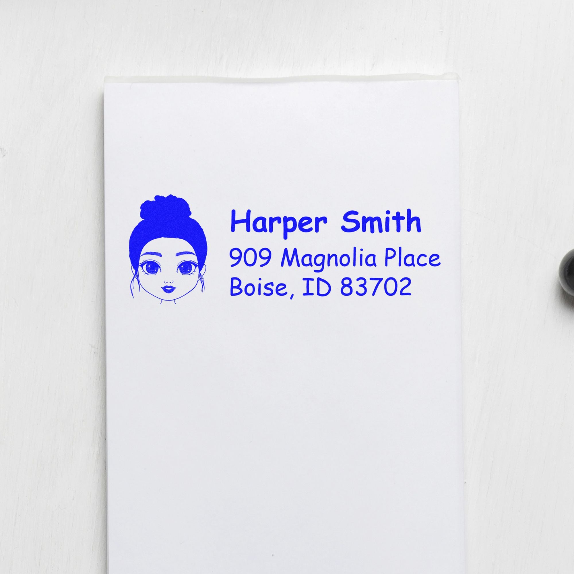 Wood Handle Ms Harper Bitmoji Address Stamp