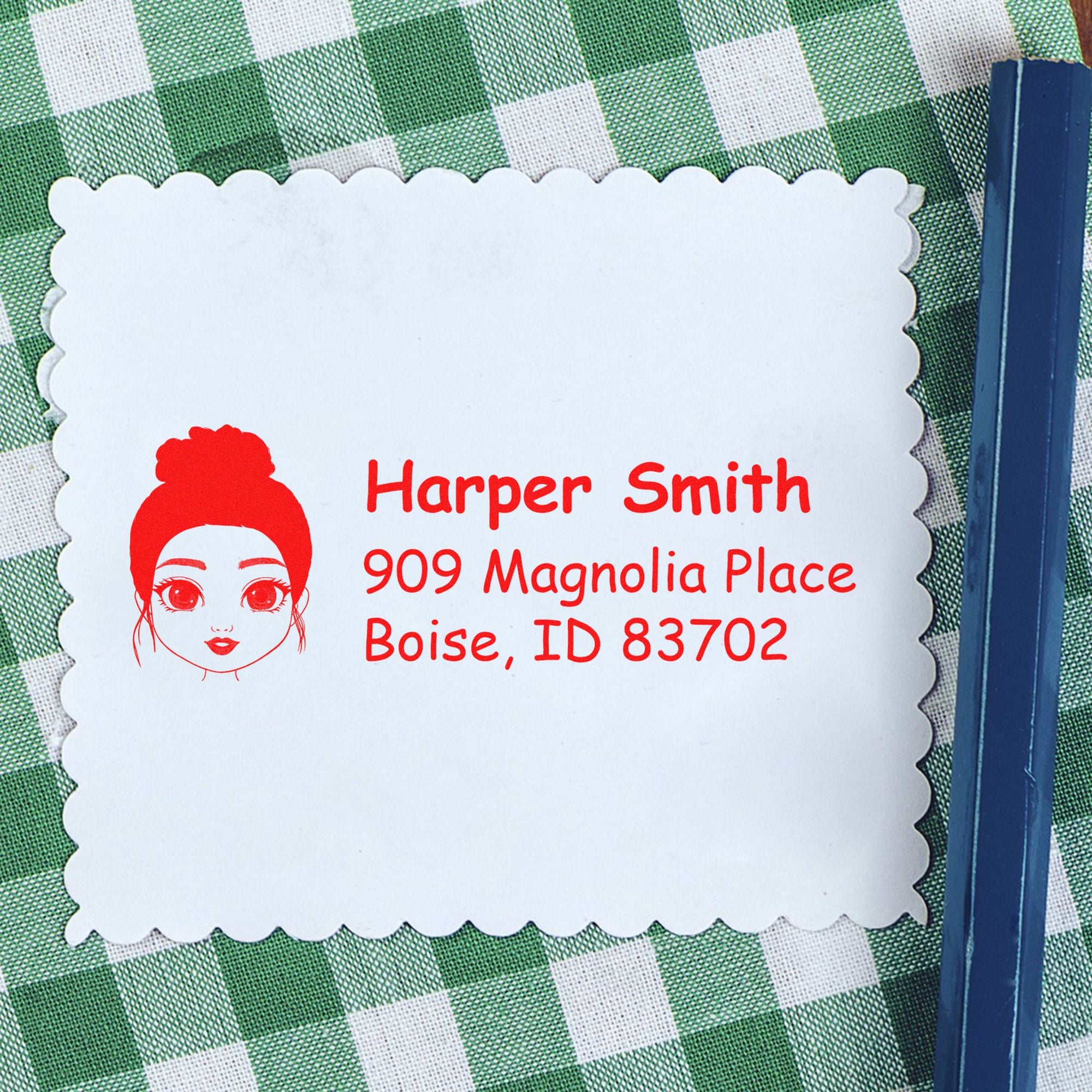 Wood Handle Ms Harper Bitmoji Address Stamp