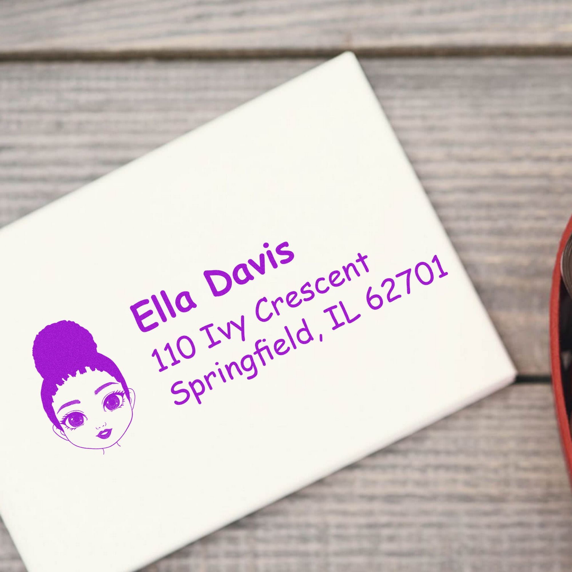 Ms Ella Bitmoji Self-Inking Home Address Stamp