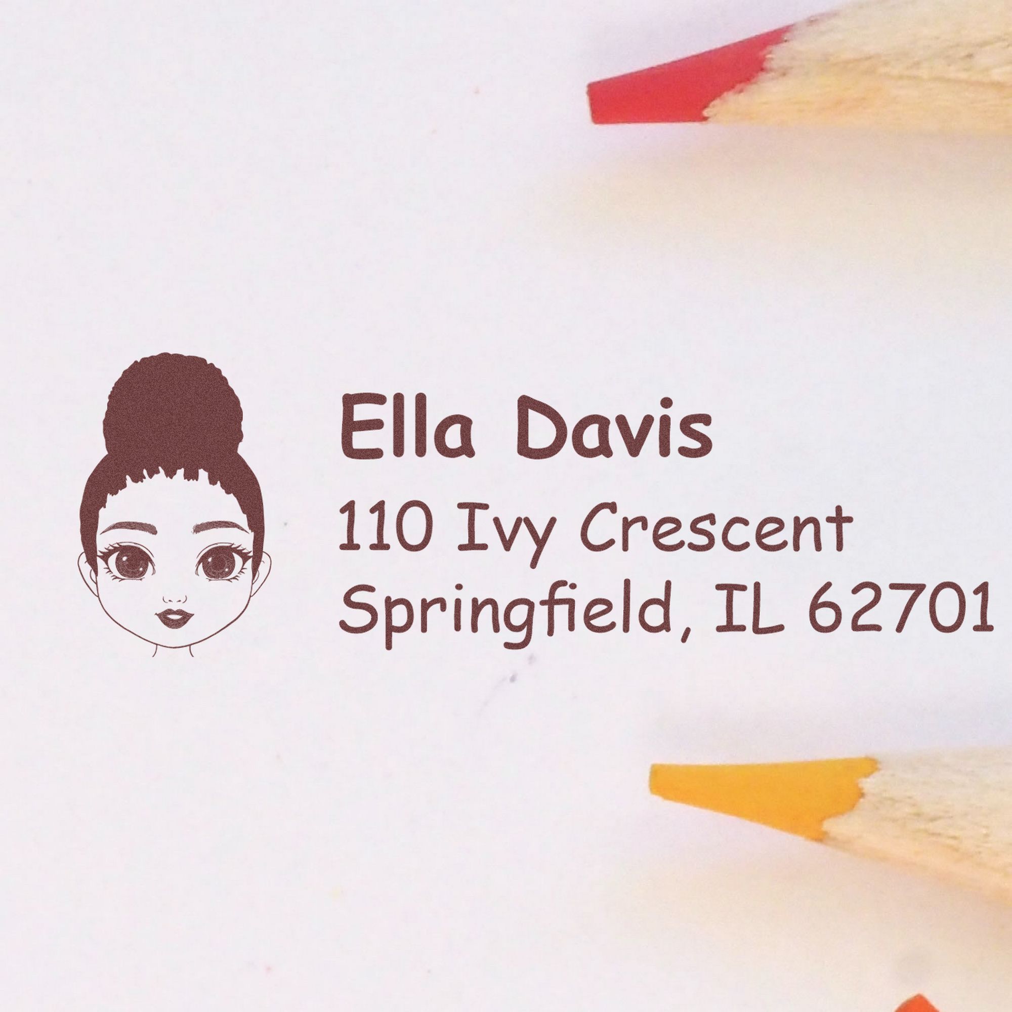 Wood Handle Ms Ella Bitmoji Address Stamp