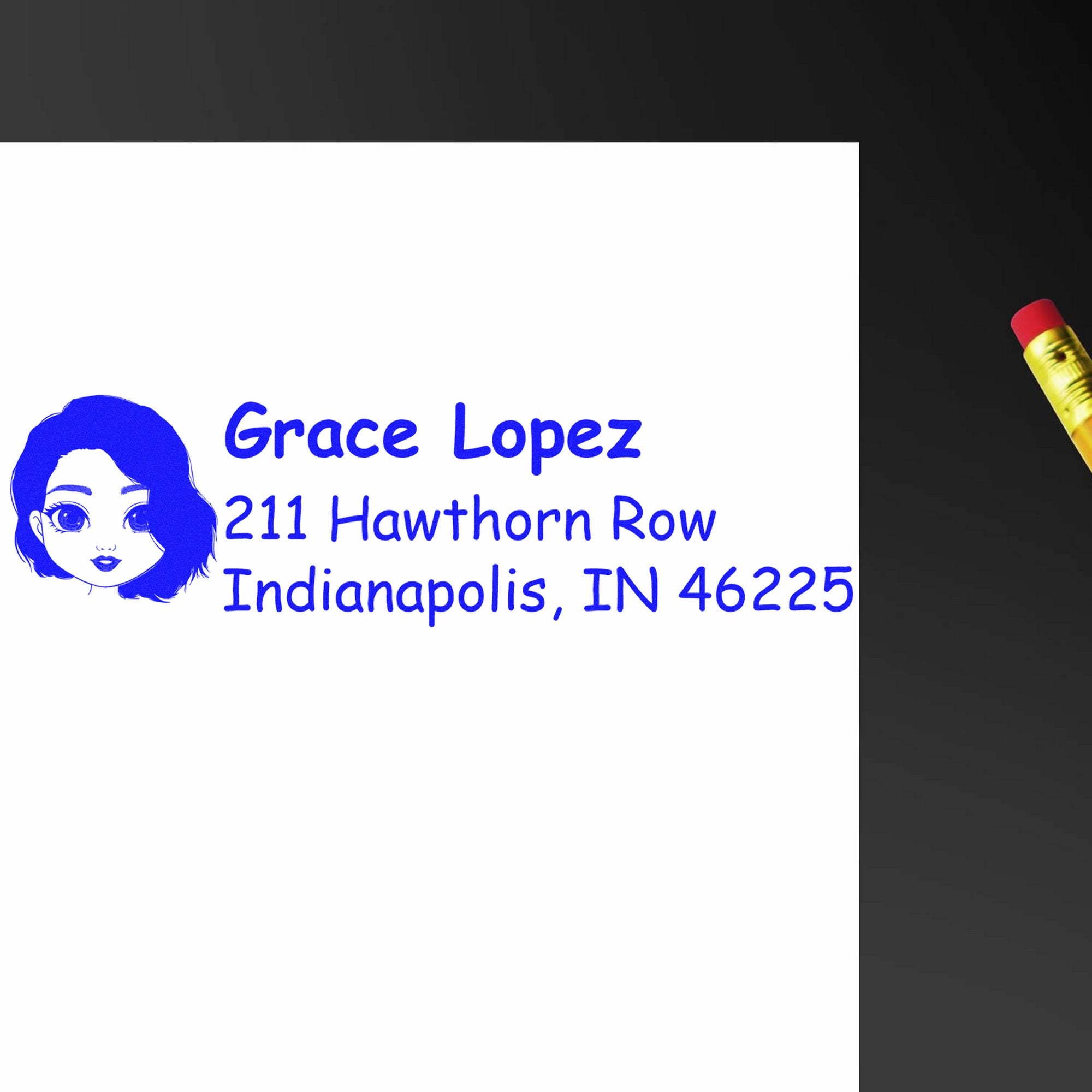 Wood Handle Ms Grace Bitmoji Address Stamp