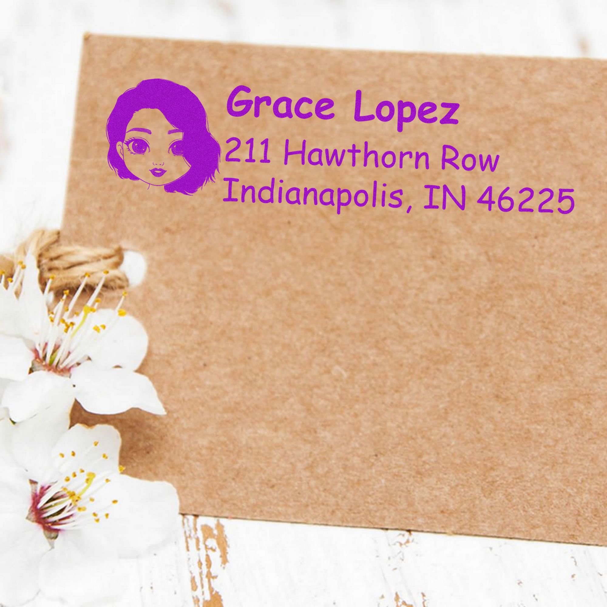 Ms Grace Bitmoji Customized Address Stamp Pre-Inked