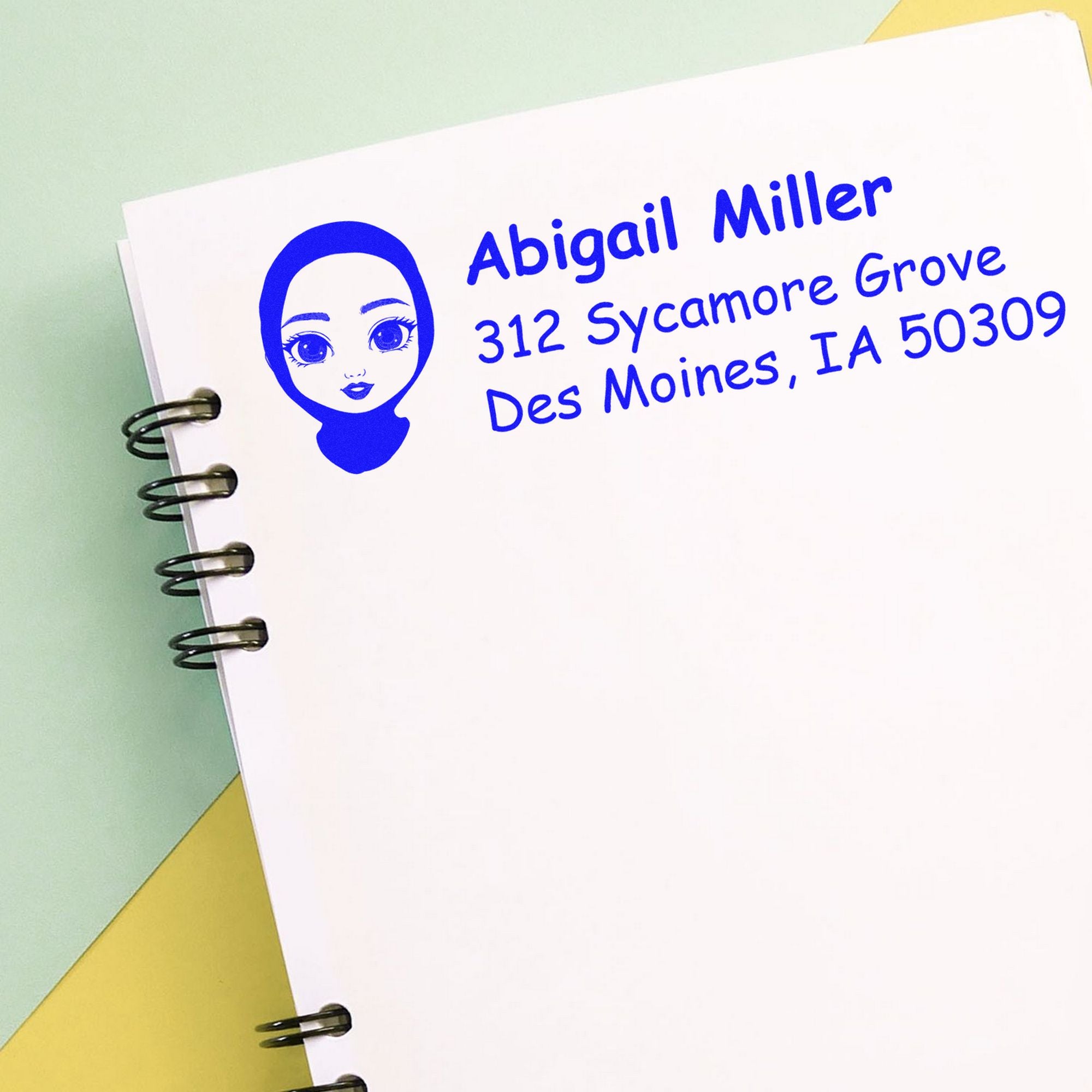 Wood Handle Ms Abigail Bitmoji Address Stamp