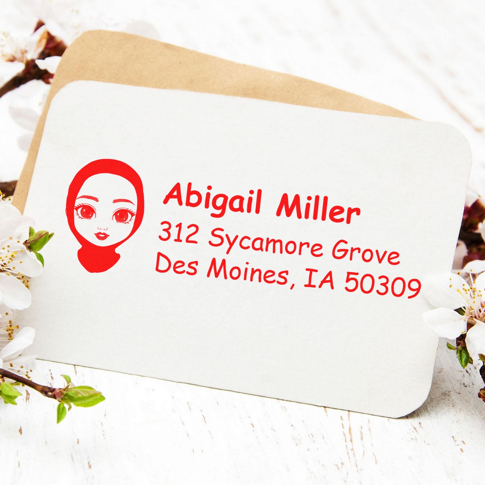 Ms Abigail Bitmoji Pre-Inked Address Stamp for House