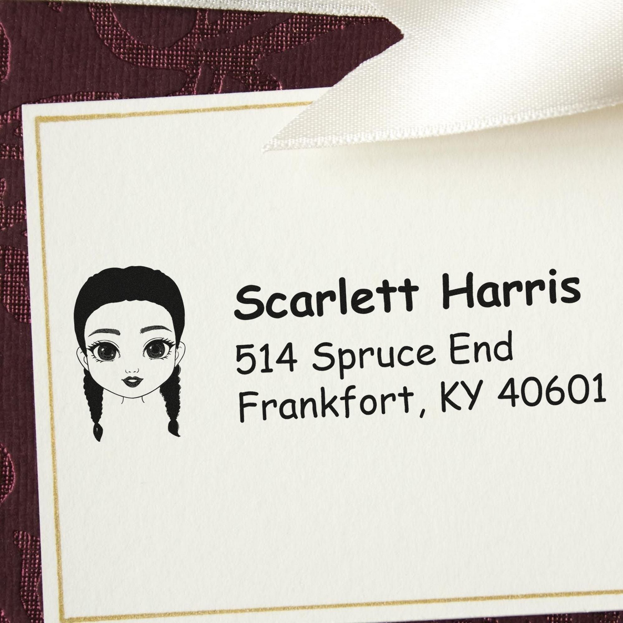 Wood Handle Ms Scarlett Bitmoji Address Stamp