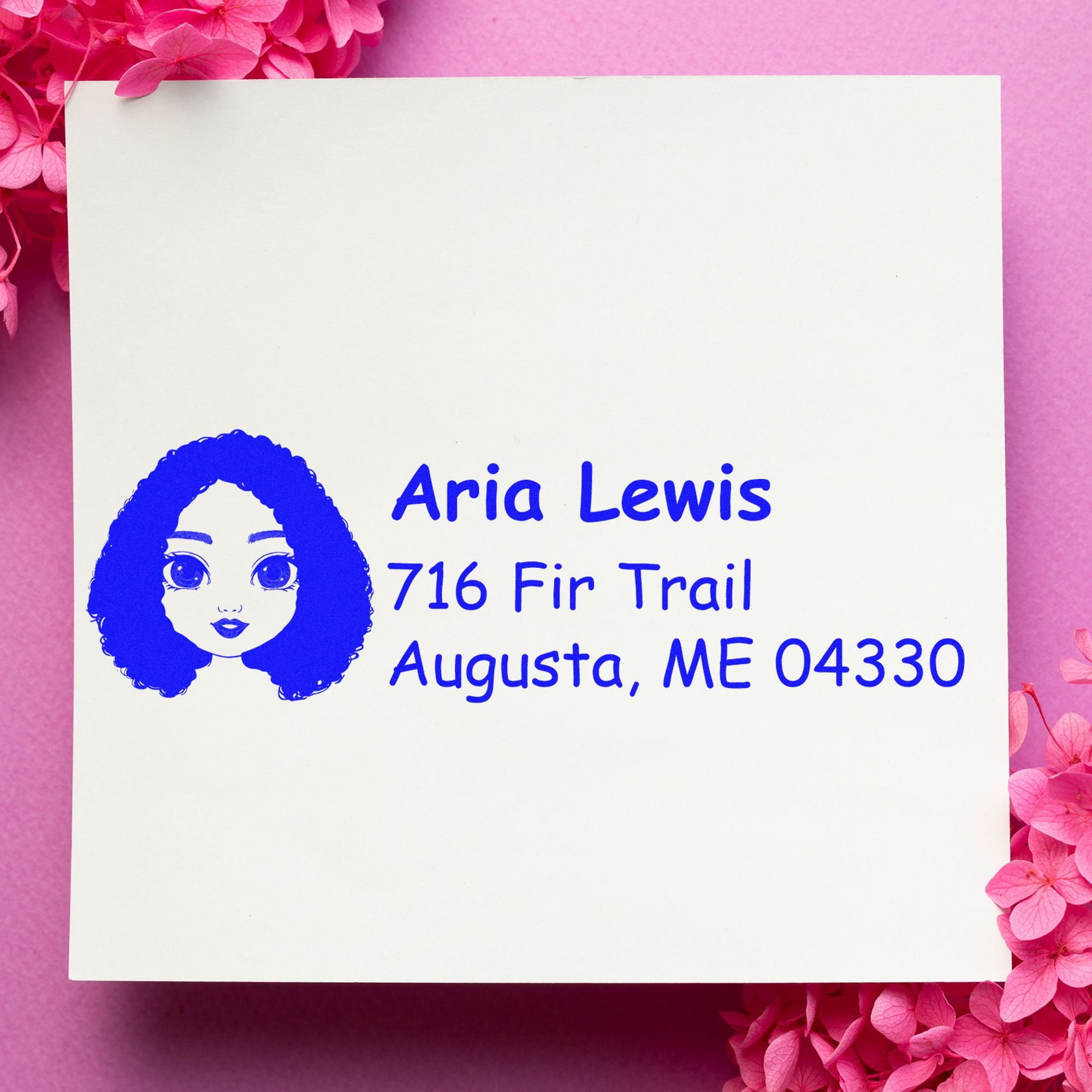 Wood Handle Ms Aria Bitmoji Address Stamp