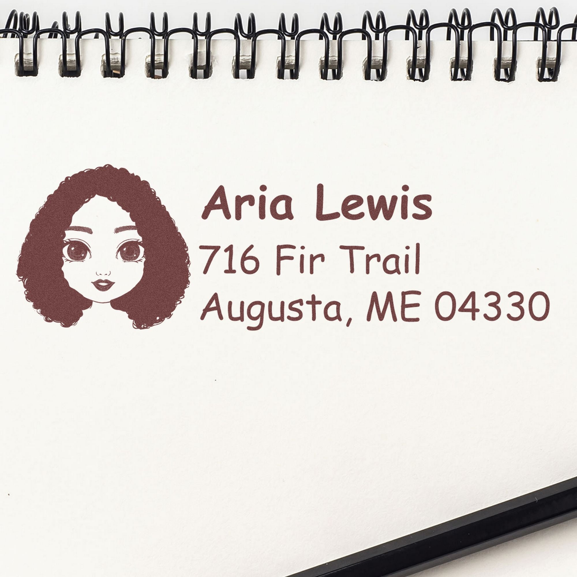 Wood Handle Ms Aria Bitmoji Address Stamp