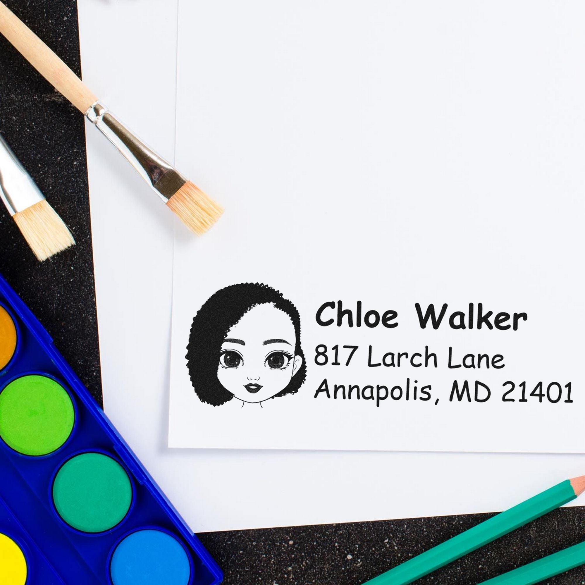 Wood Handle Ms Chloe Bitmoji Address Stamp