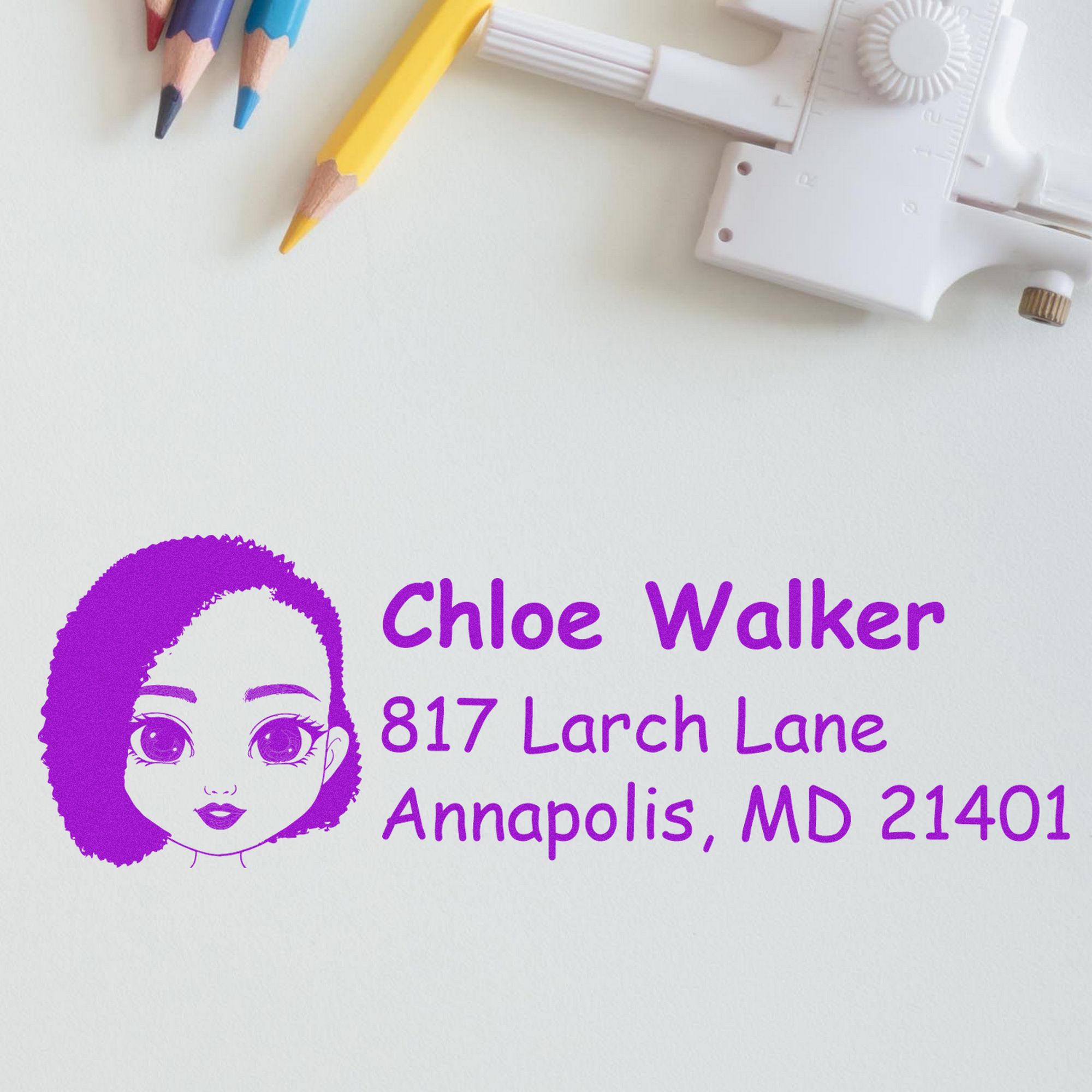 Wood Handle Ms Chloe Bitmoji Address Stamp