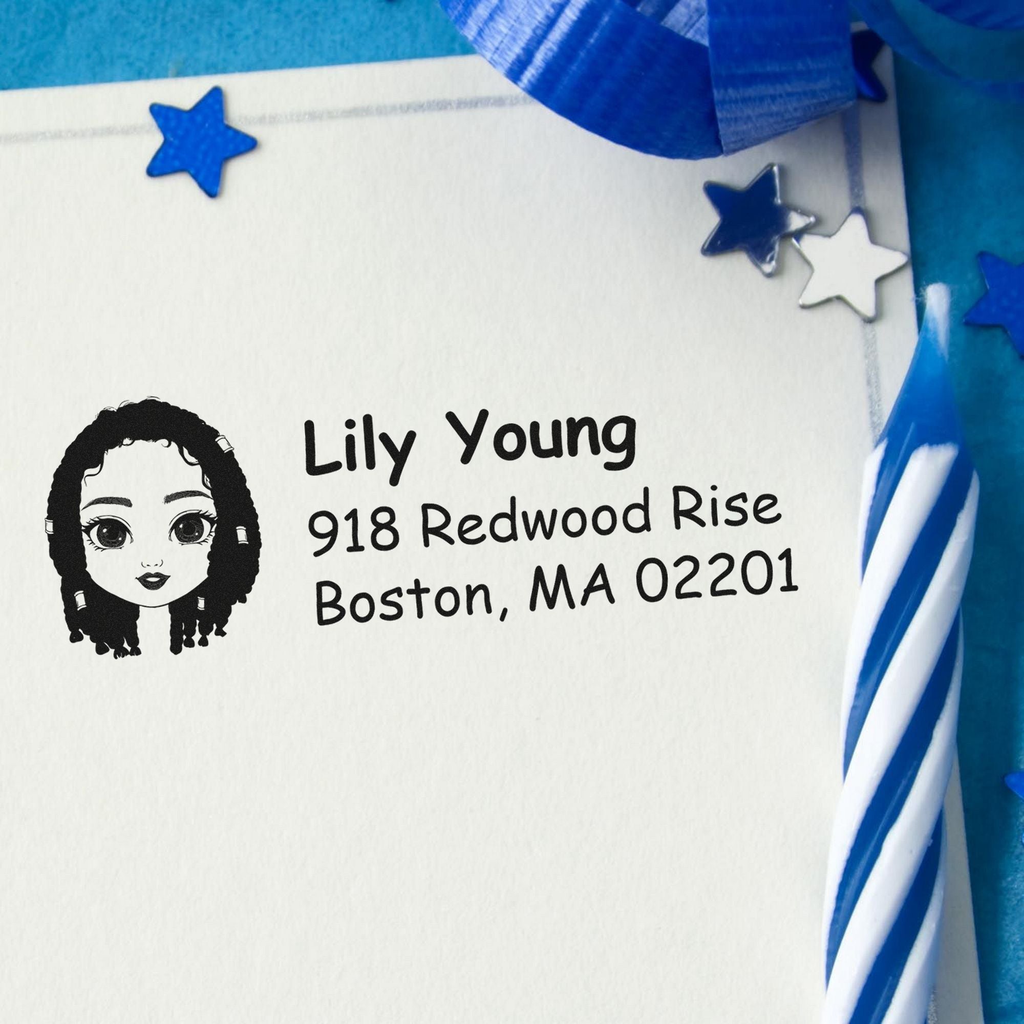 Ms Lily Bitmoji Customized Address Stamp Pre-Inked