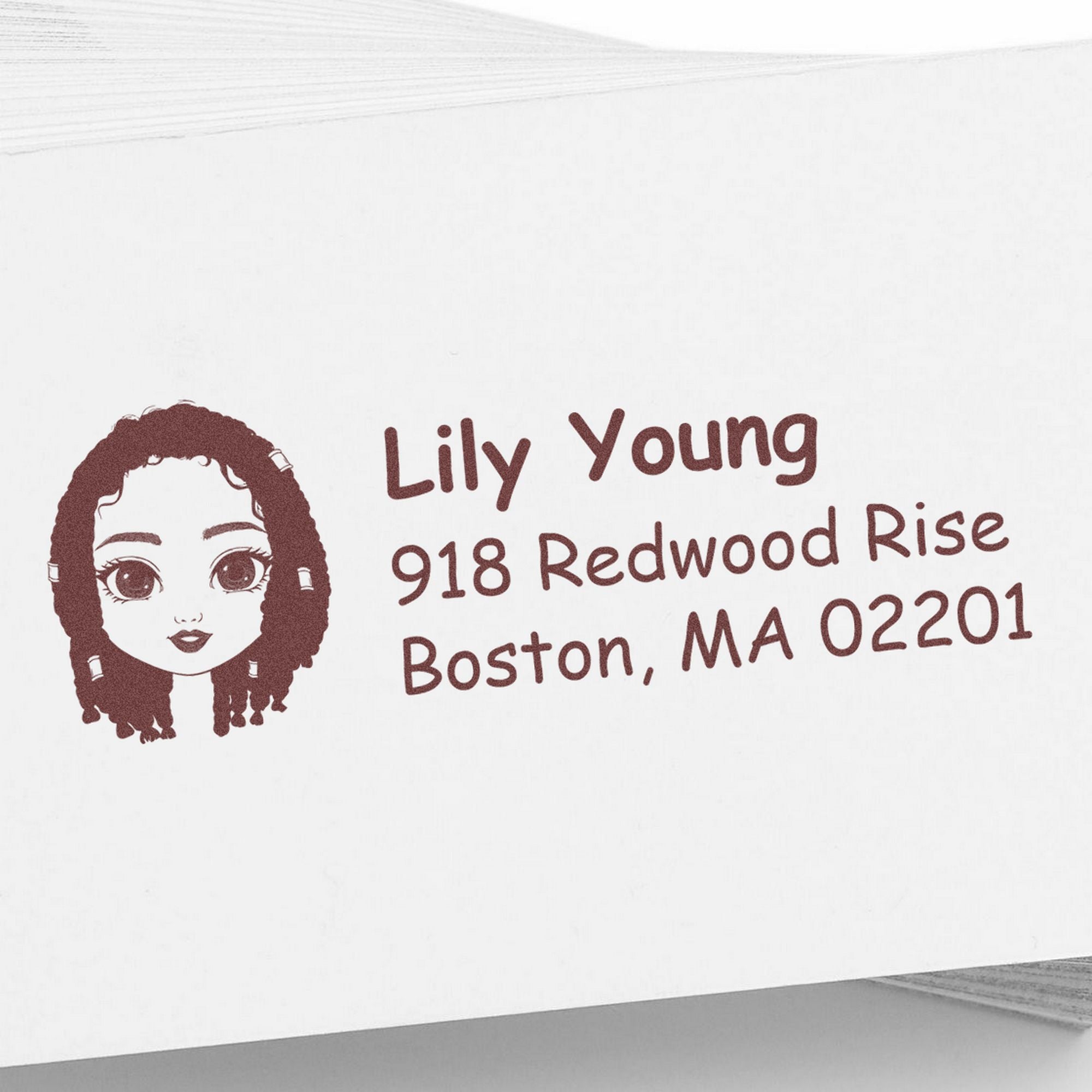 Wood Handle Ms Lily Bitmoji Address Stamp