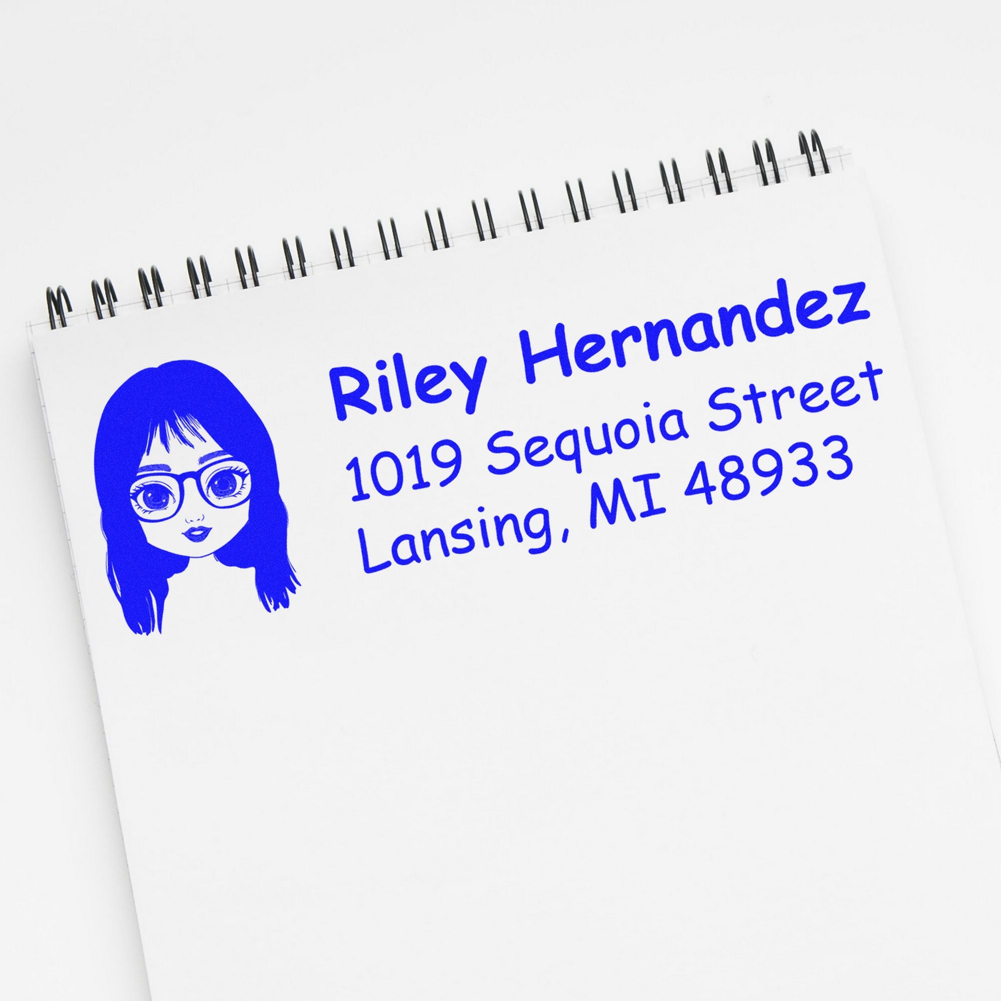 Wood Handle Ms Riley Bitmoji Address Stamp