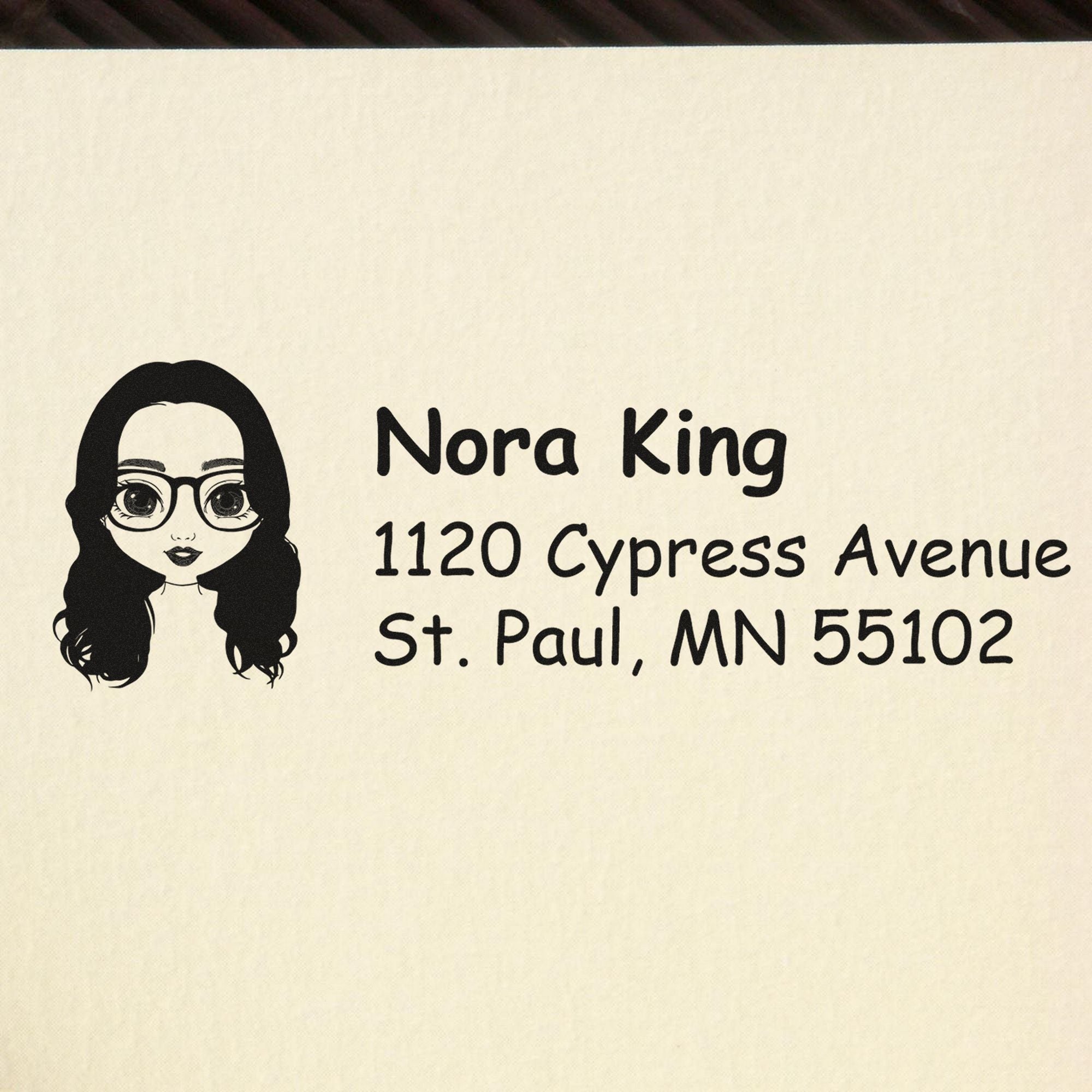 Wood Handle Ms Nora Bitmoji Address Stamp