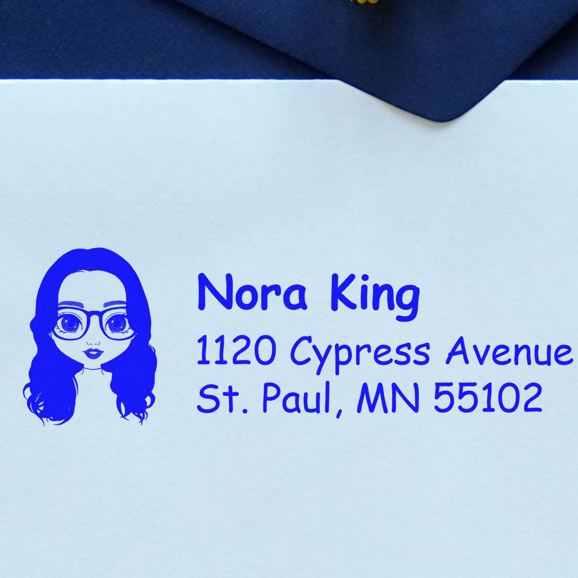 Wood Handle Ms Nora Bitmoji Address Stamp