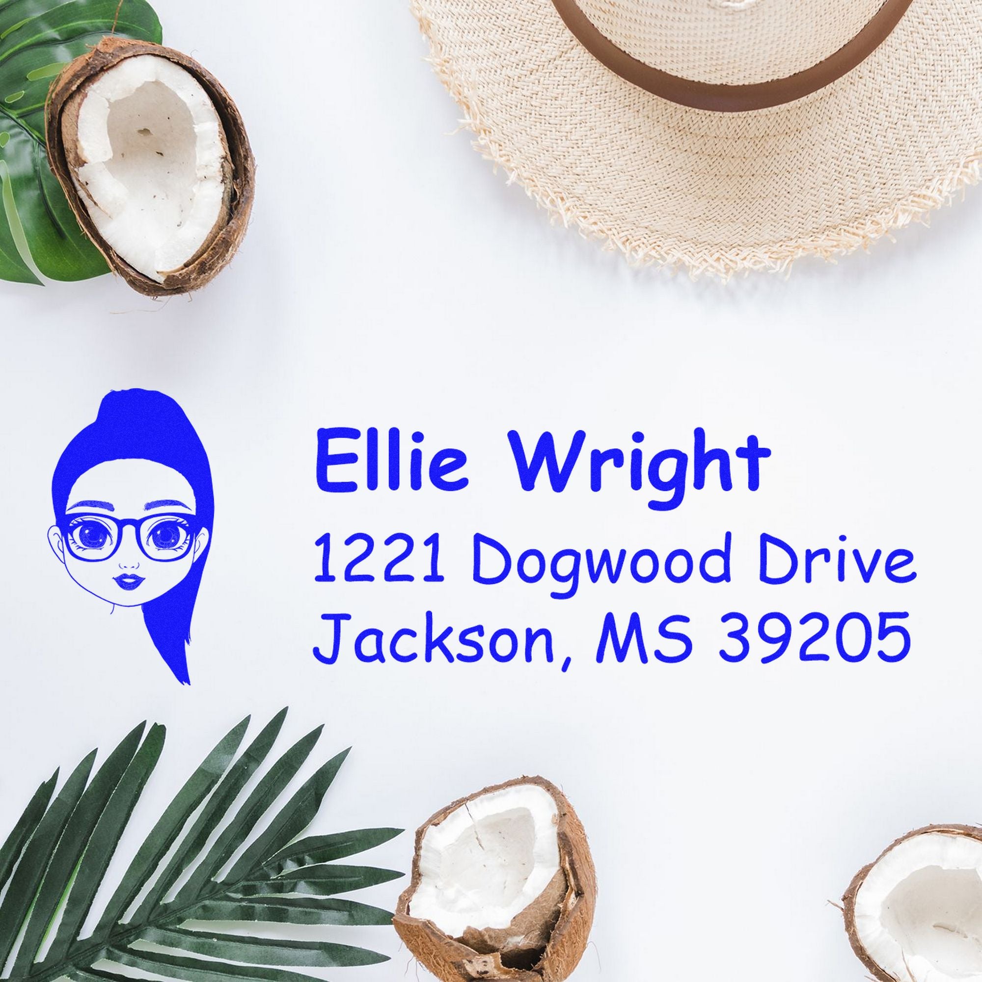 Wood Handle Ms Ellie Bitmoji Address Stamp