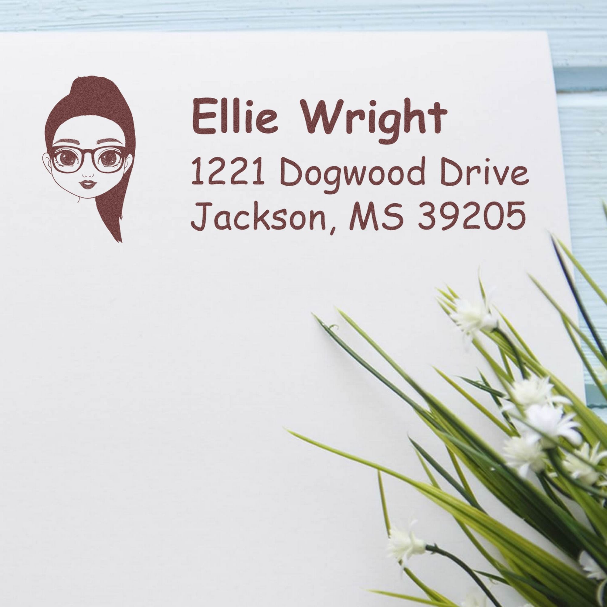 Wood Handle Ms Ellie Bitmoji Address Stamp