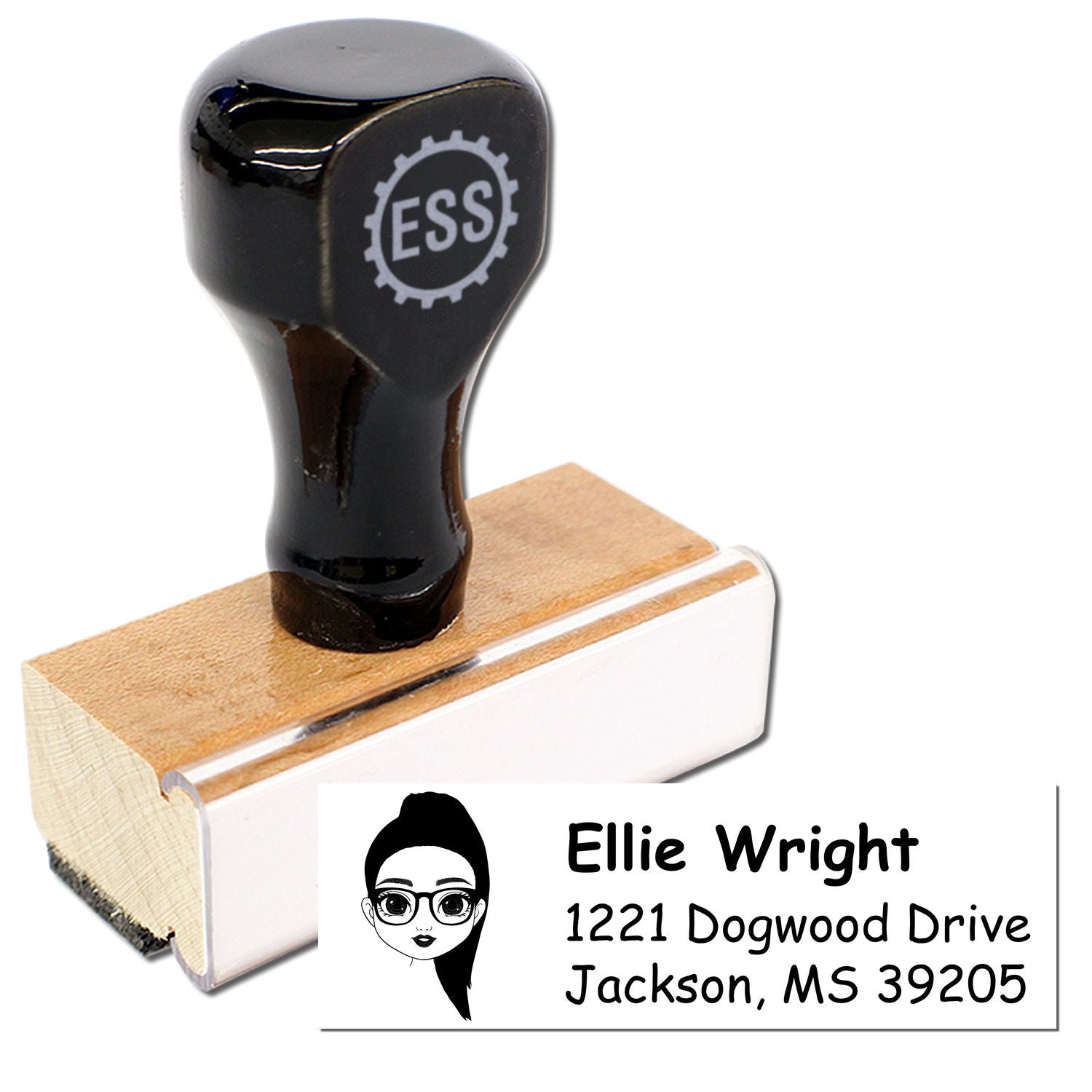 Wood Handle Ms Ellie Bitmoji Address Stamp