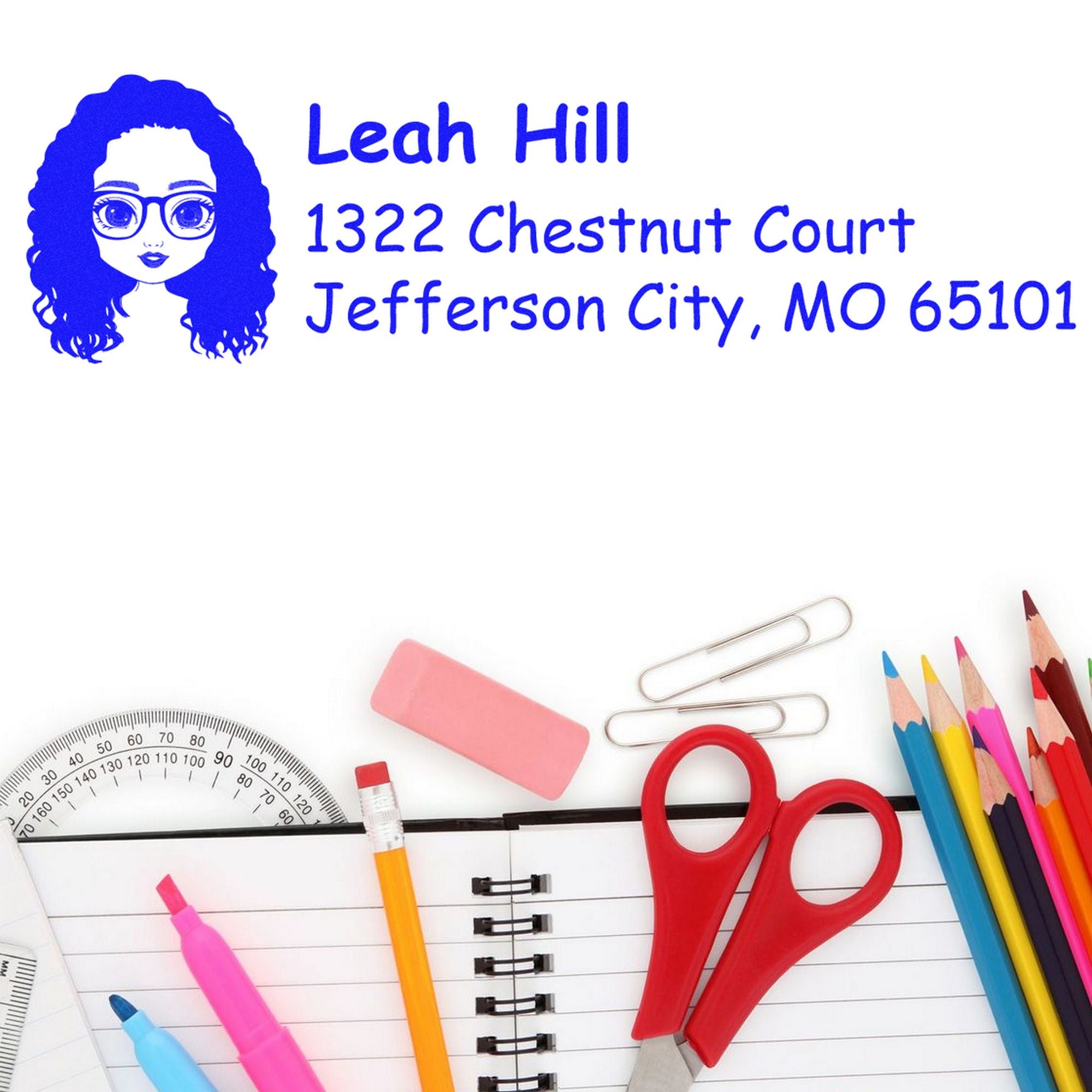 Wood Handle Ms Leah Bitmoji Address Stamp