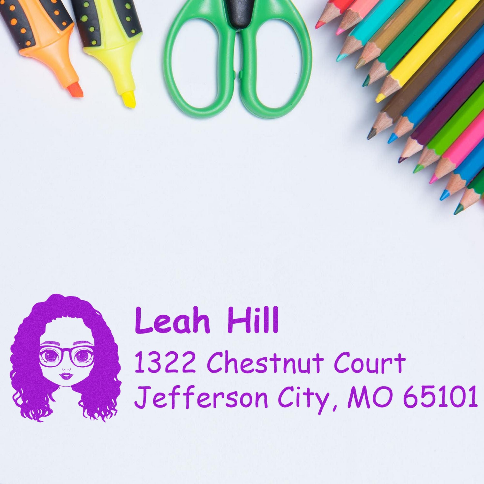 Wood Handle Ms Leah Bitmoji Address Stamp