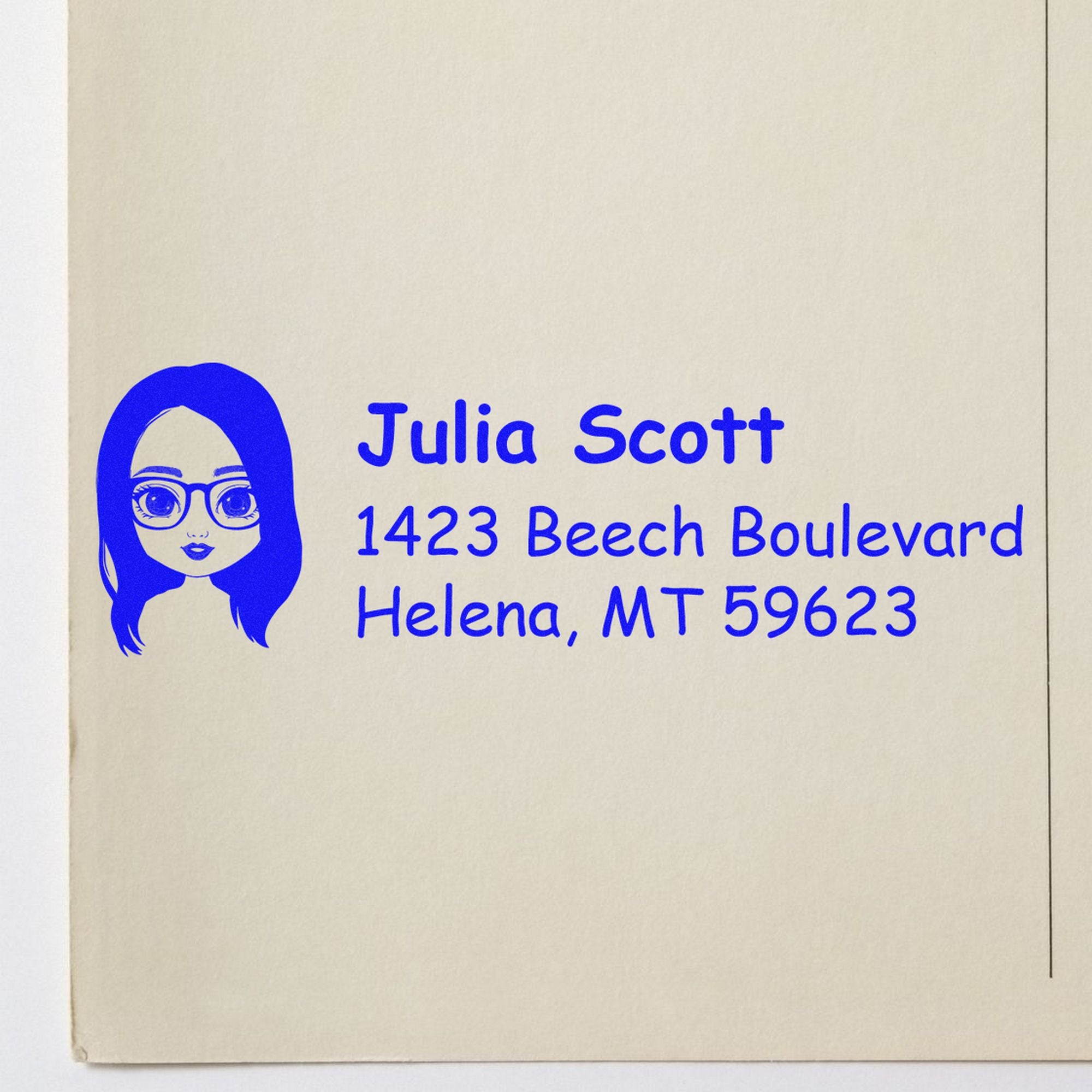 Wood Handle Ms Julia Bitmoji Address Stamp