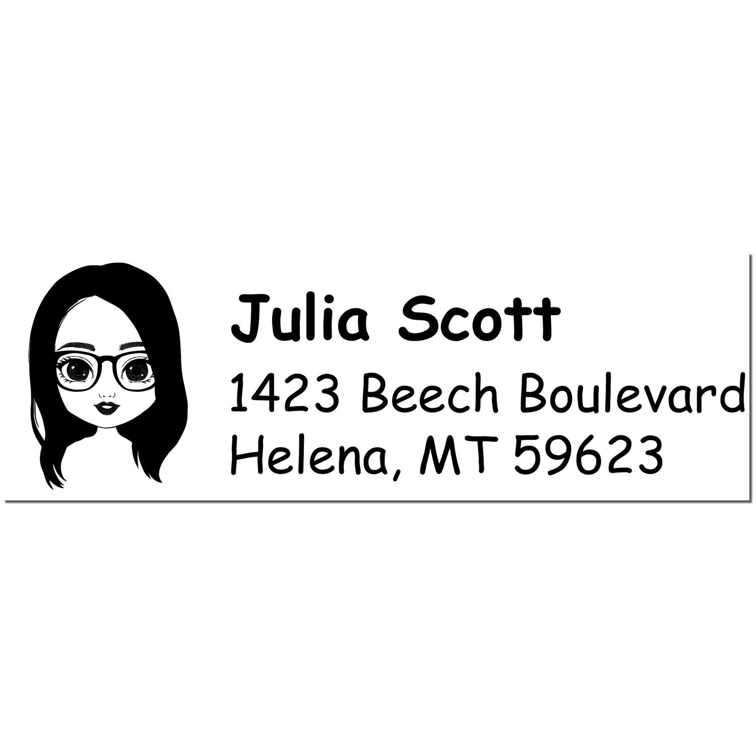 Wood Handle Ms Julia Bitmoji Address Stamp