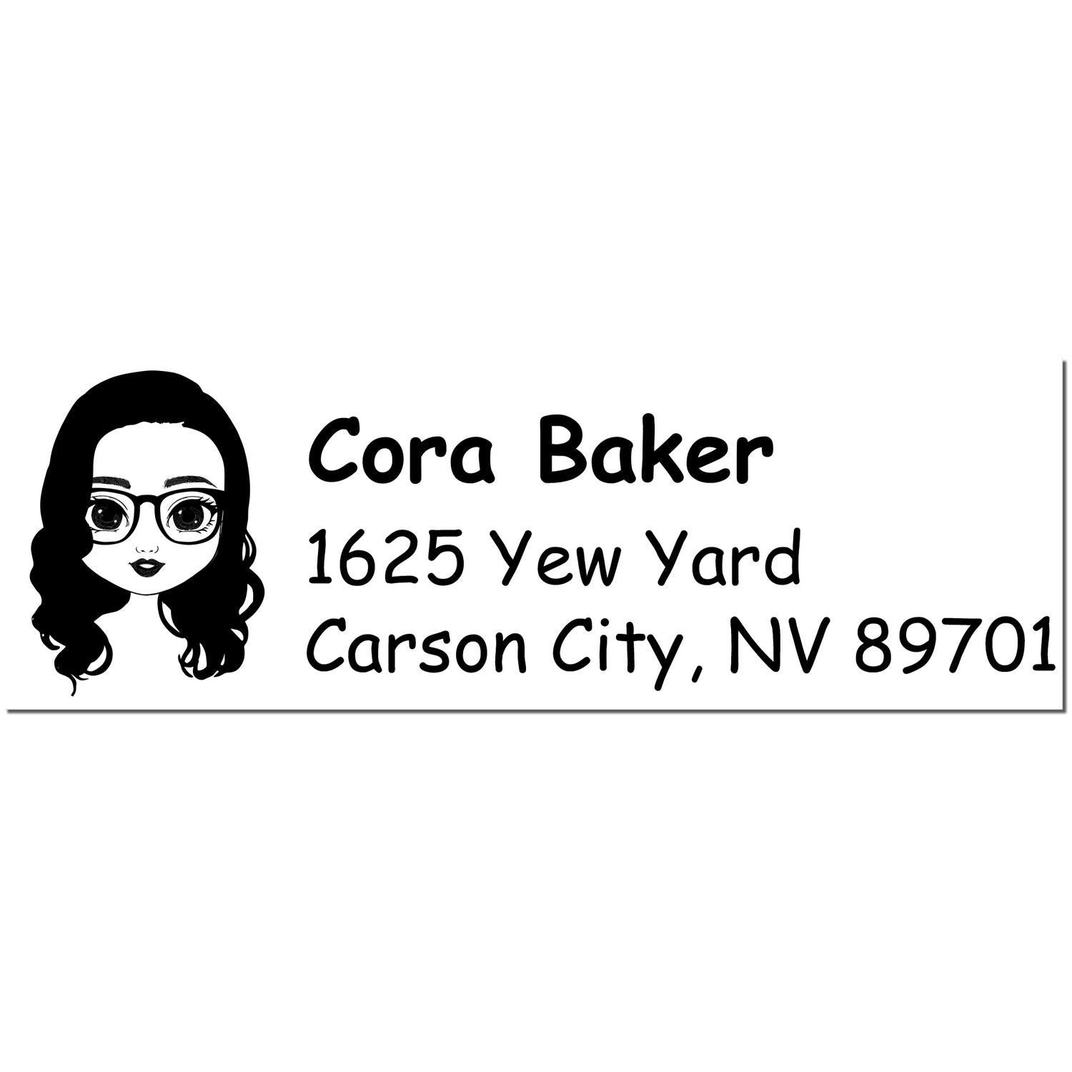 Wood Handle Ms Cora Bitmoji Address Stamp