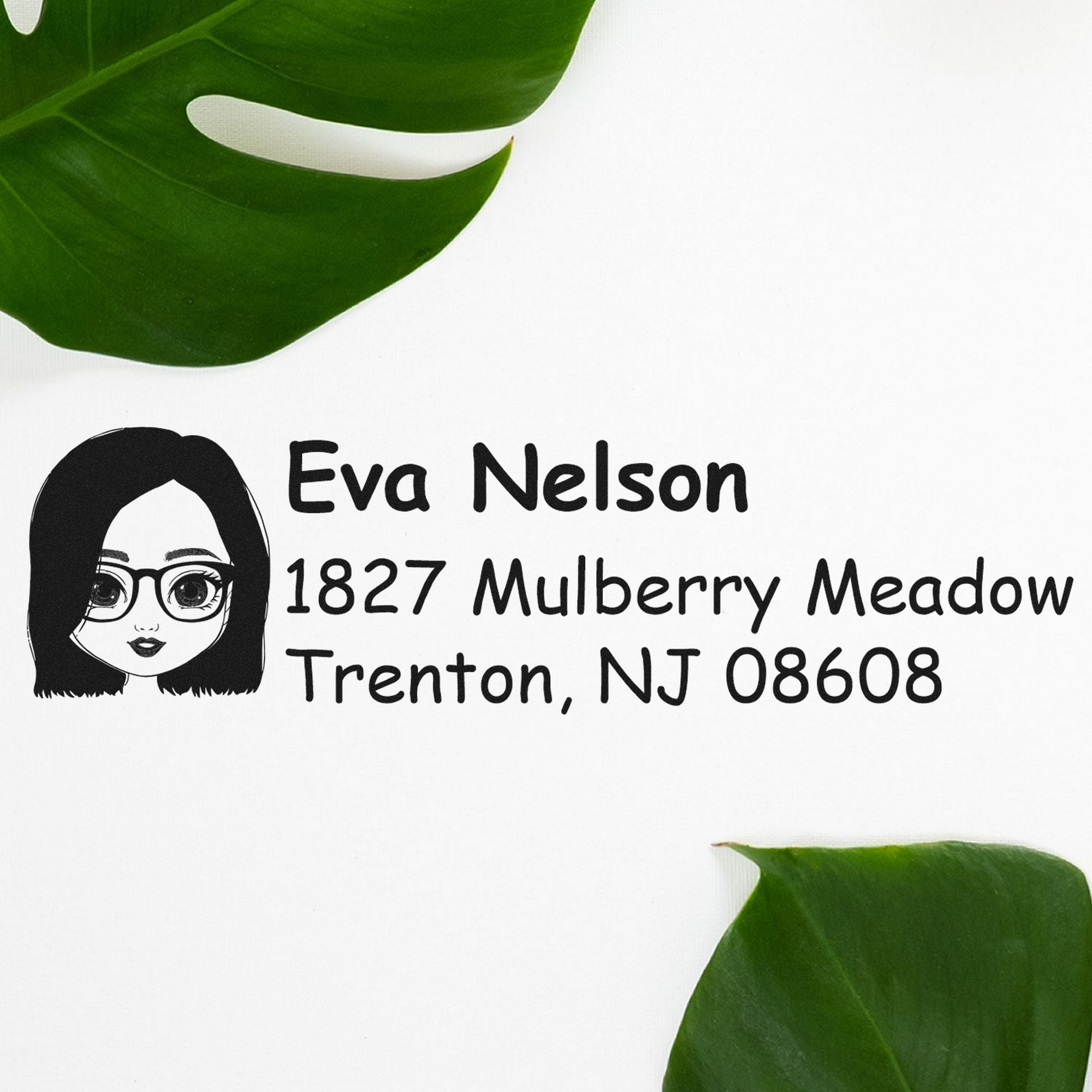 Wood Handle Ms Eva Bitmoji Address Stamp