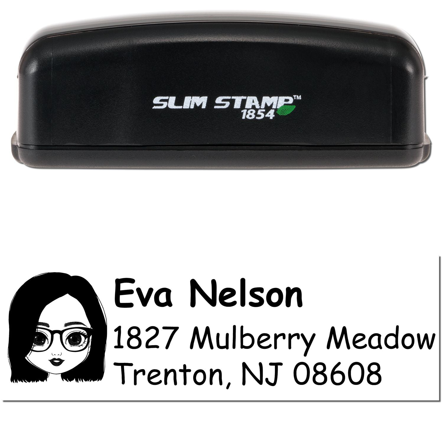 Ms Eva Bitmoji Customized Address Stamp Pre-Inked