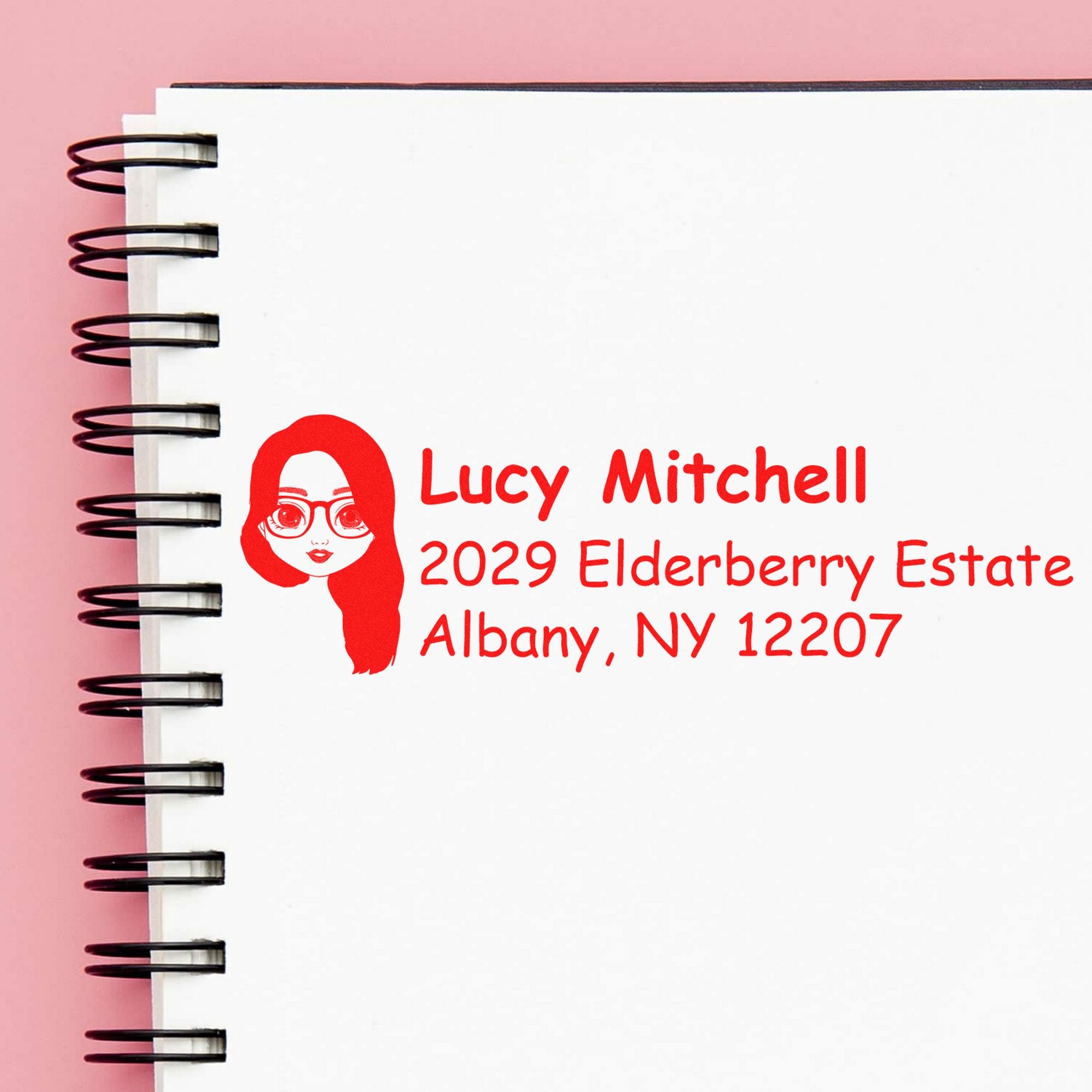 Wood Handle Ms Lucy Bitmoji Address Stamp