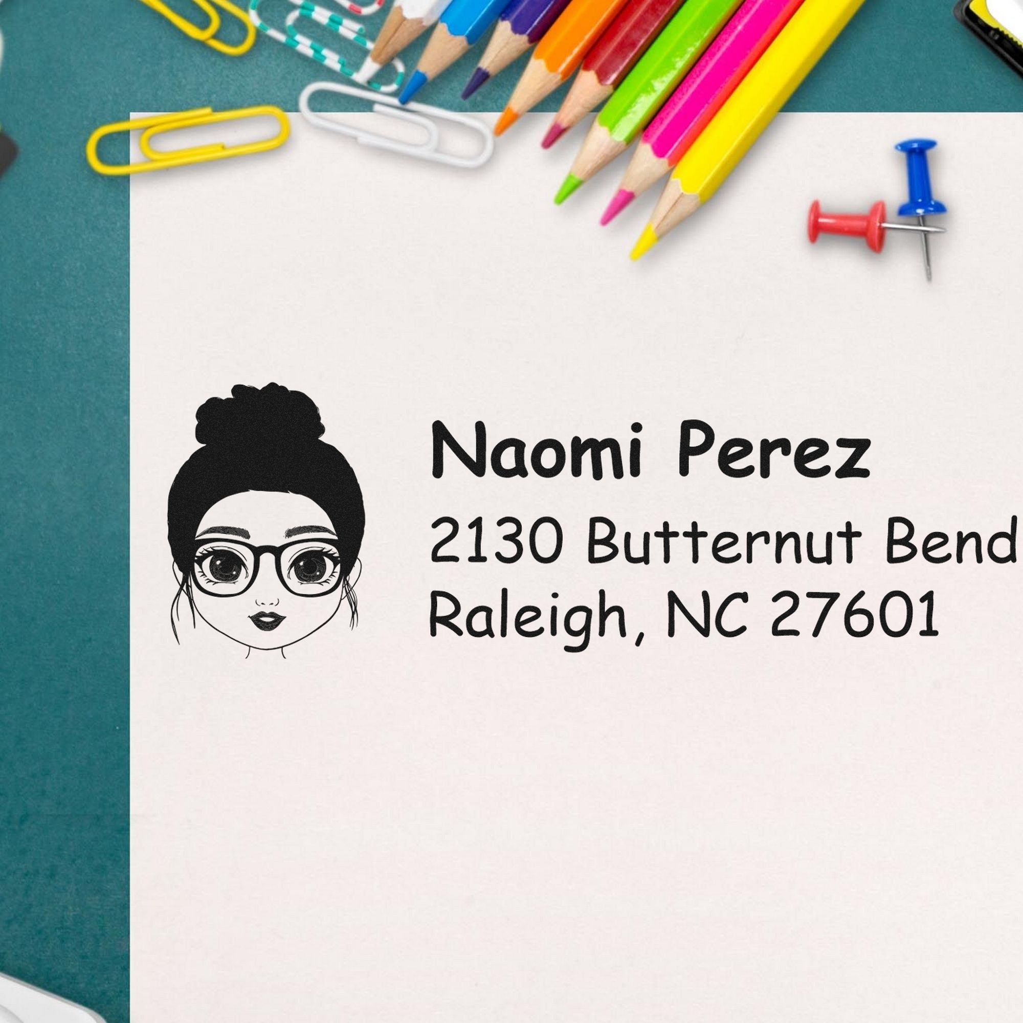 Wood Handle Ms Naomi Bitmoji Address Stamp